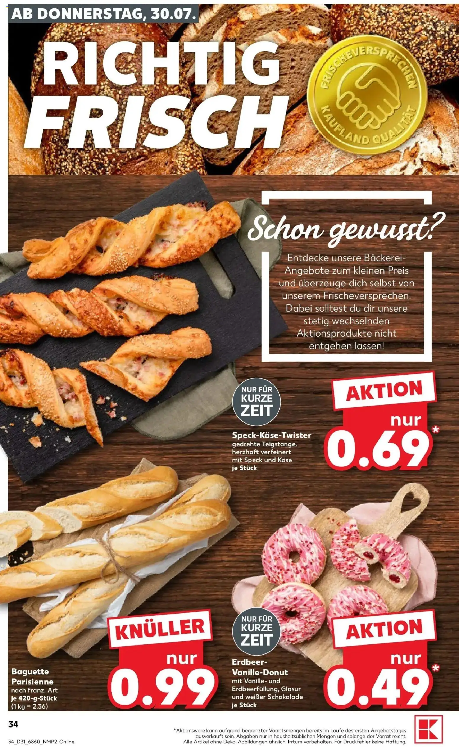 Kaufland Prospekt Weiden In Der Oberpfalz – gültig ab 30.07.2026 | Seite: 34 | Produkte: Bäckerei, Käse, Schokolade, Baguette