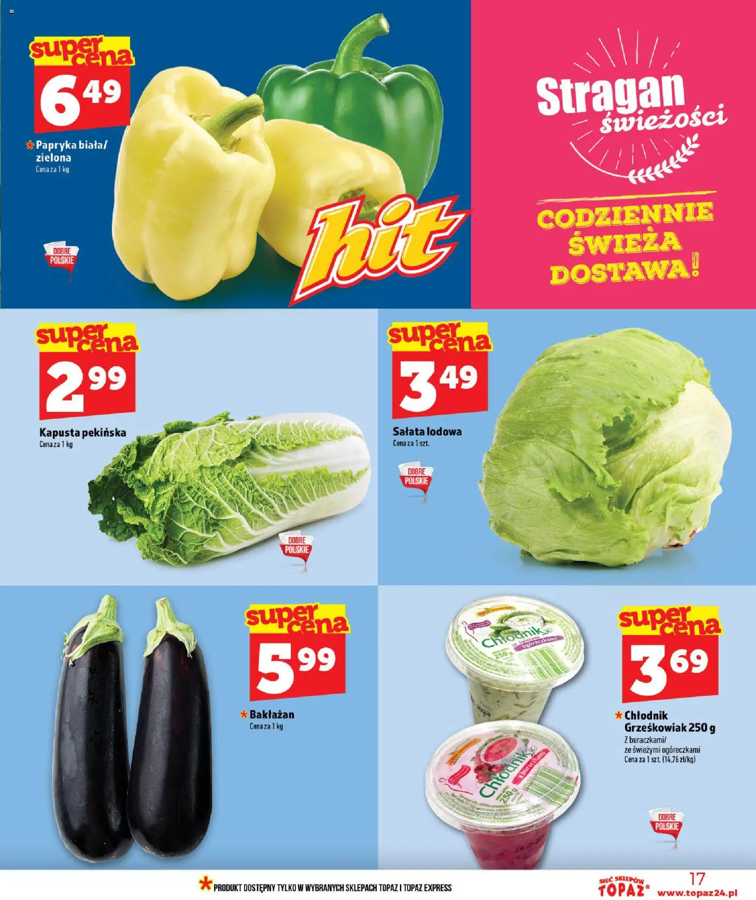 Topaz gazetka - MAZ od 02.07.2026 | Strona: 17 | Produkty: Bakłażan, Kapusta, Kapusta pekińska, Papryka