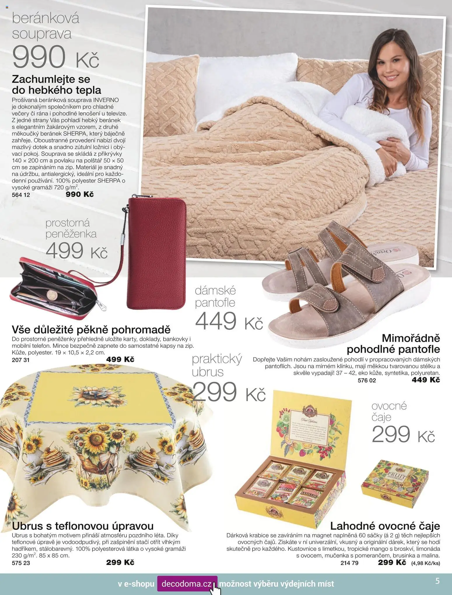 Decodoma katalog Podzim 2026 od 01.09.2026 | Strana: 5 | Produkty: Limonáda, Pantofle, Krabice, Ubrus