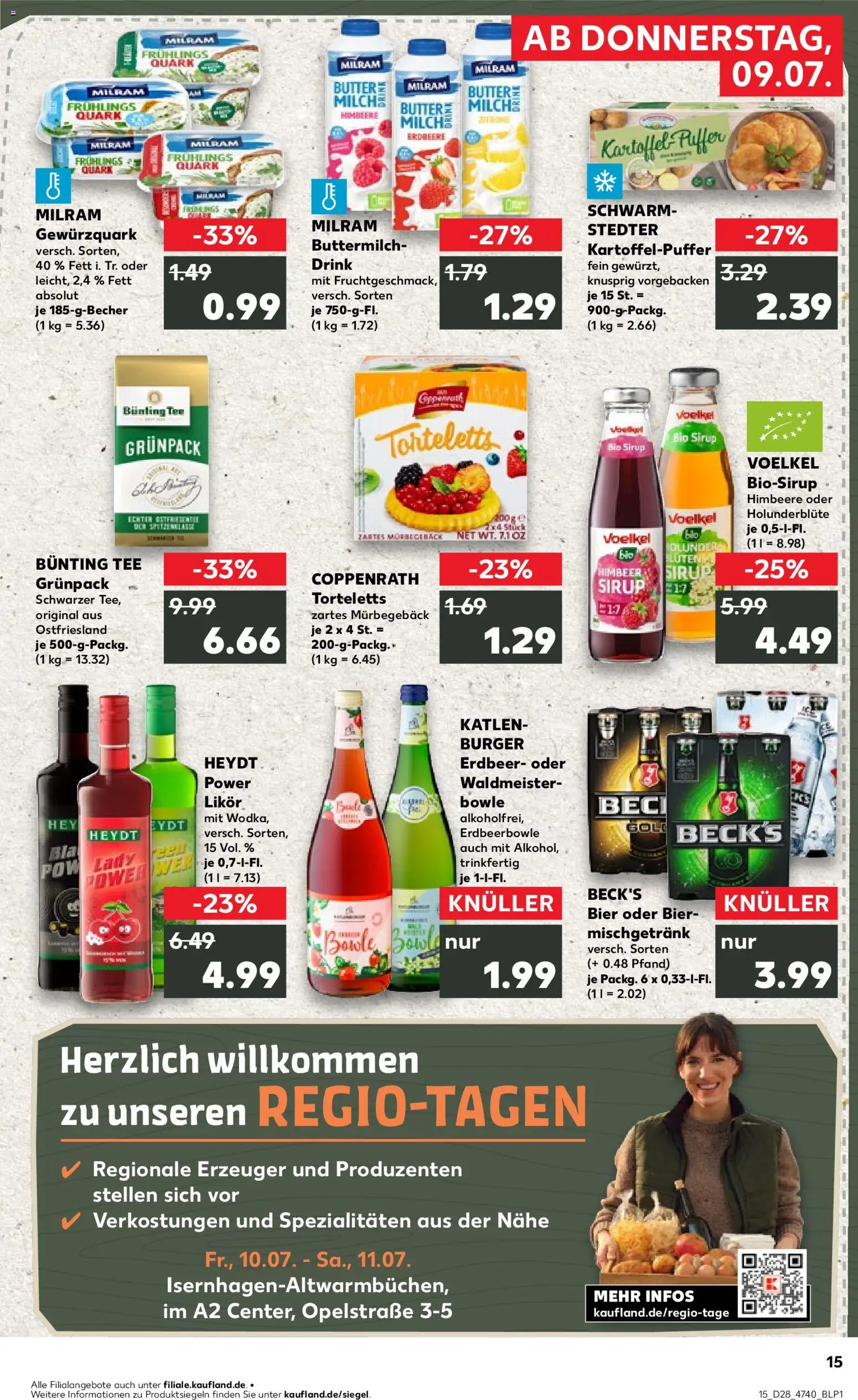 Kaufland Prospekt Hannover – gültig ab 09.07.2026 | Seite: 15 | Produkte: Quark, Likör, Burger, Milram