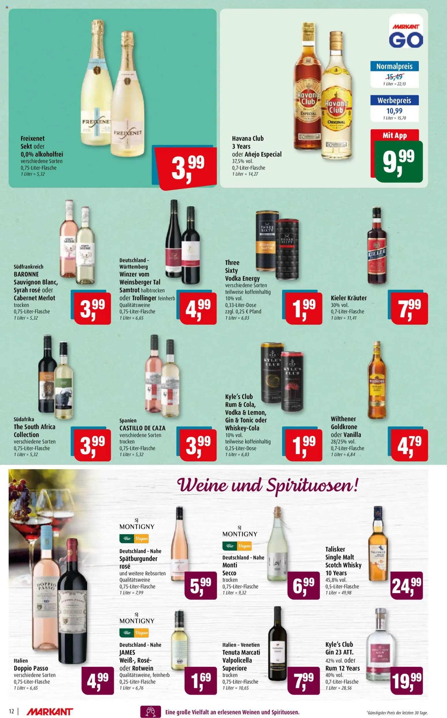 Markant Prospekt – gültig ab 28.09.2026 | Seite: 12 | Produkte: Freixenet, Merlot, Doppio Passo, Gin