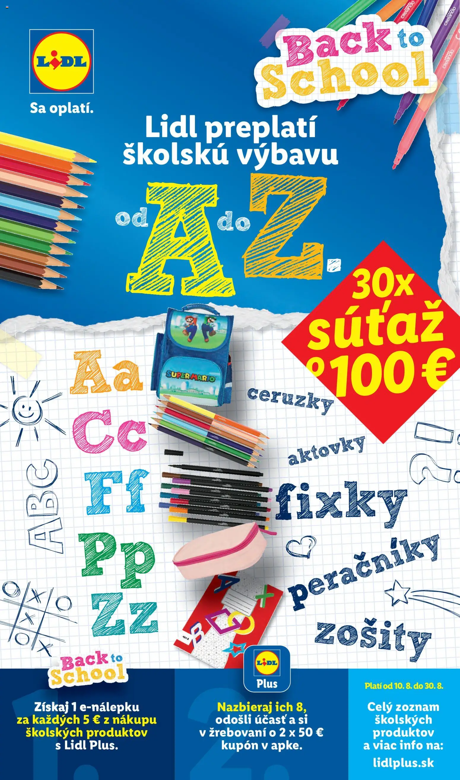 Nové Lidl akcie – leták je platný od 17.08.2026 | Strana: 53 | Produkty: Zošity, Fixky, Batoh