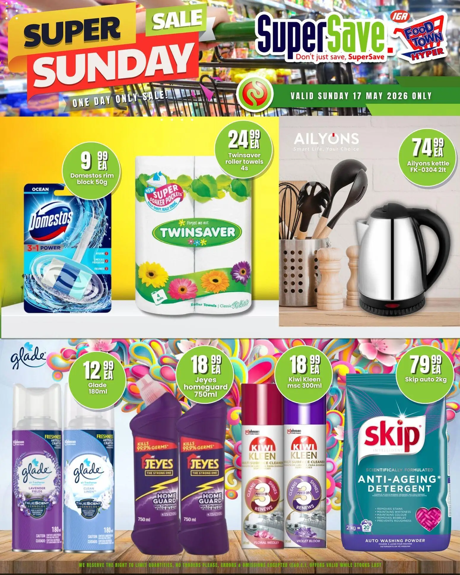 New Super Save catalogue – valid from 17.05.2026 | Page: 8 | Products: Kettle, Bleach, Kiwi, Detergent