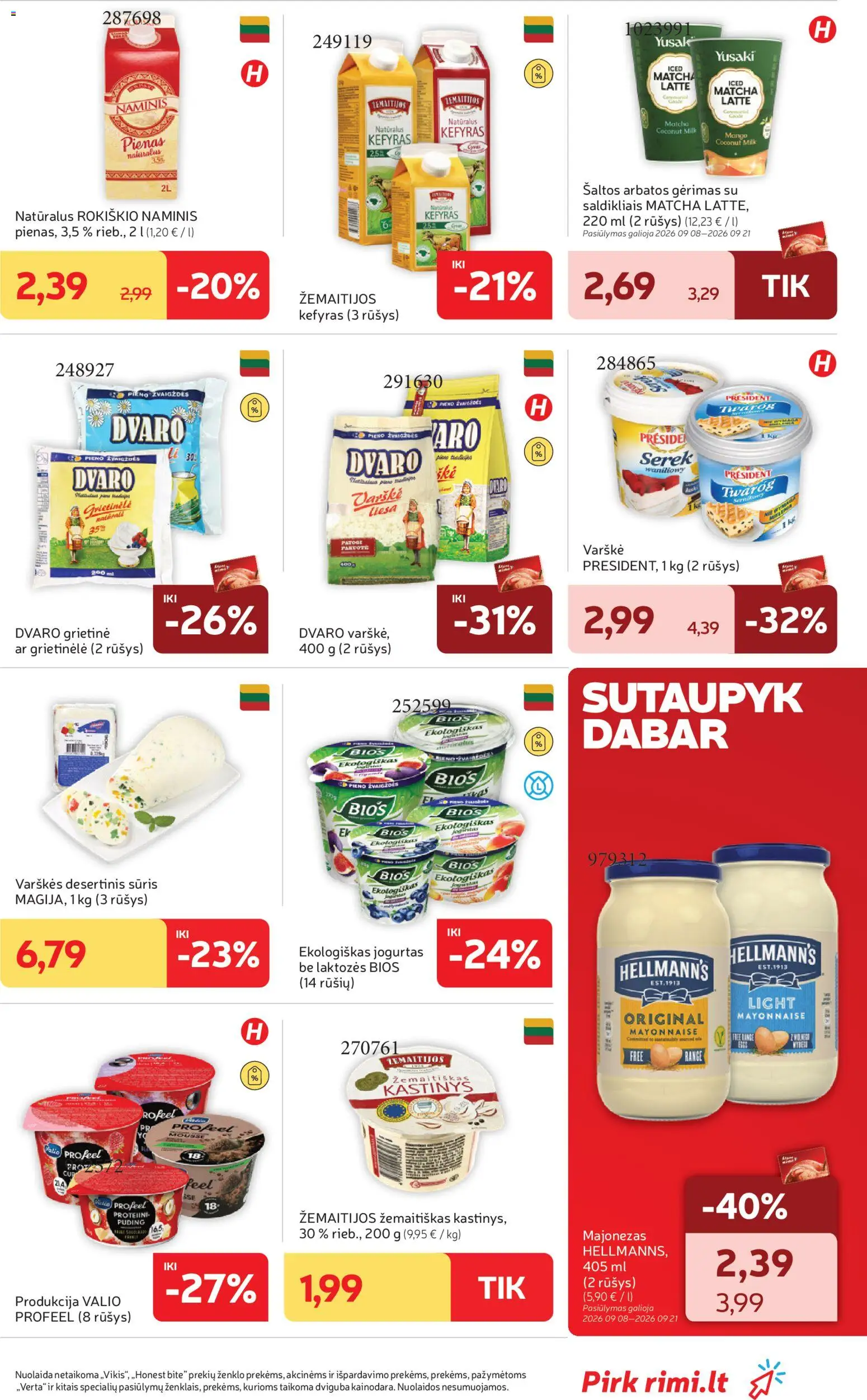 Rimi akcijos nuo 2026.09.08 | Puslapis: 23 | Prekių: Pienas, Sūris, Varškė, Grietinė