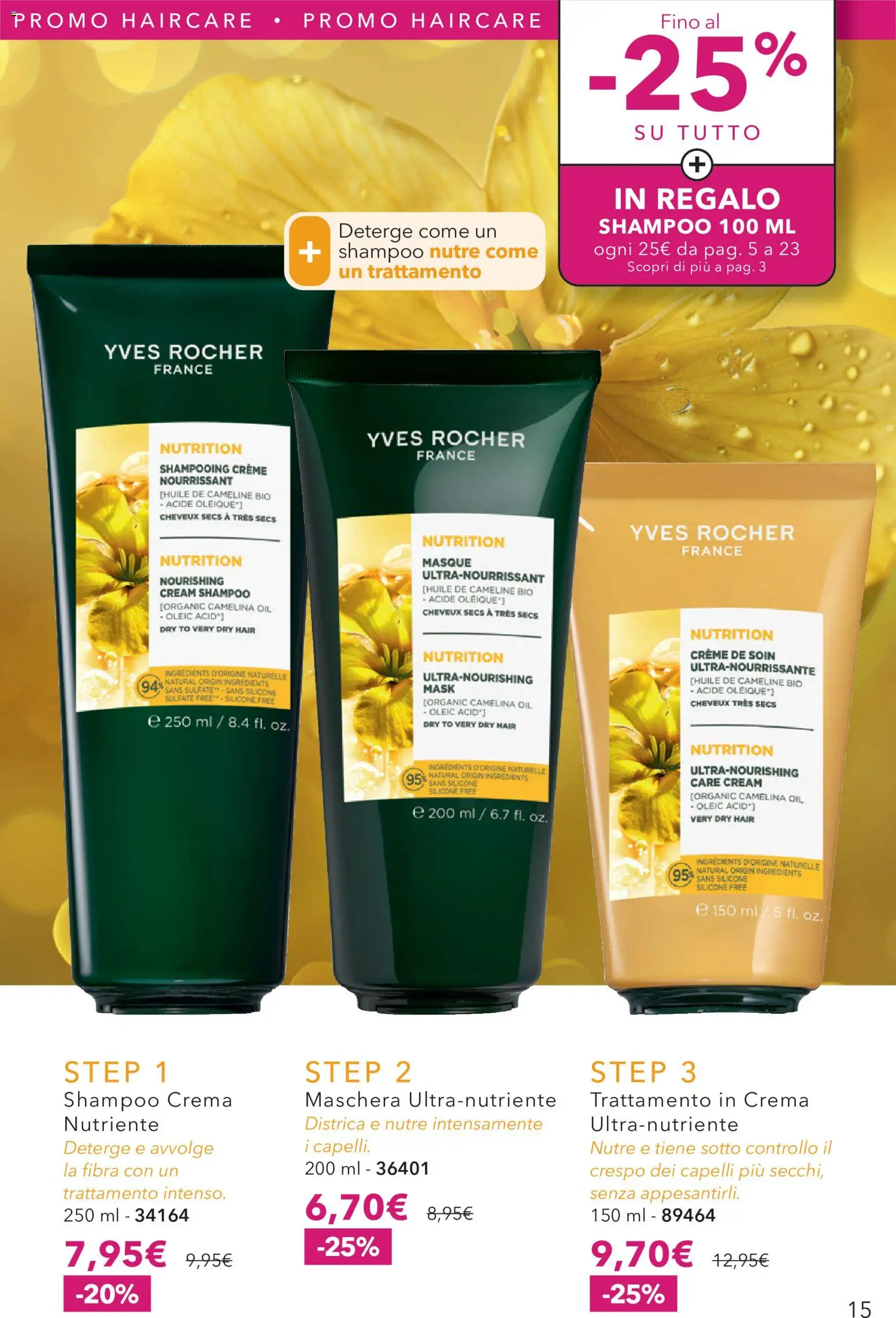 Volantino Yves Rocher del 31/08/2026 | Pagina: 15 | Prodotti: Shampoo, Crema, Maschera, Silicone