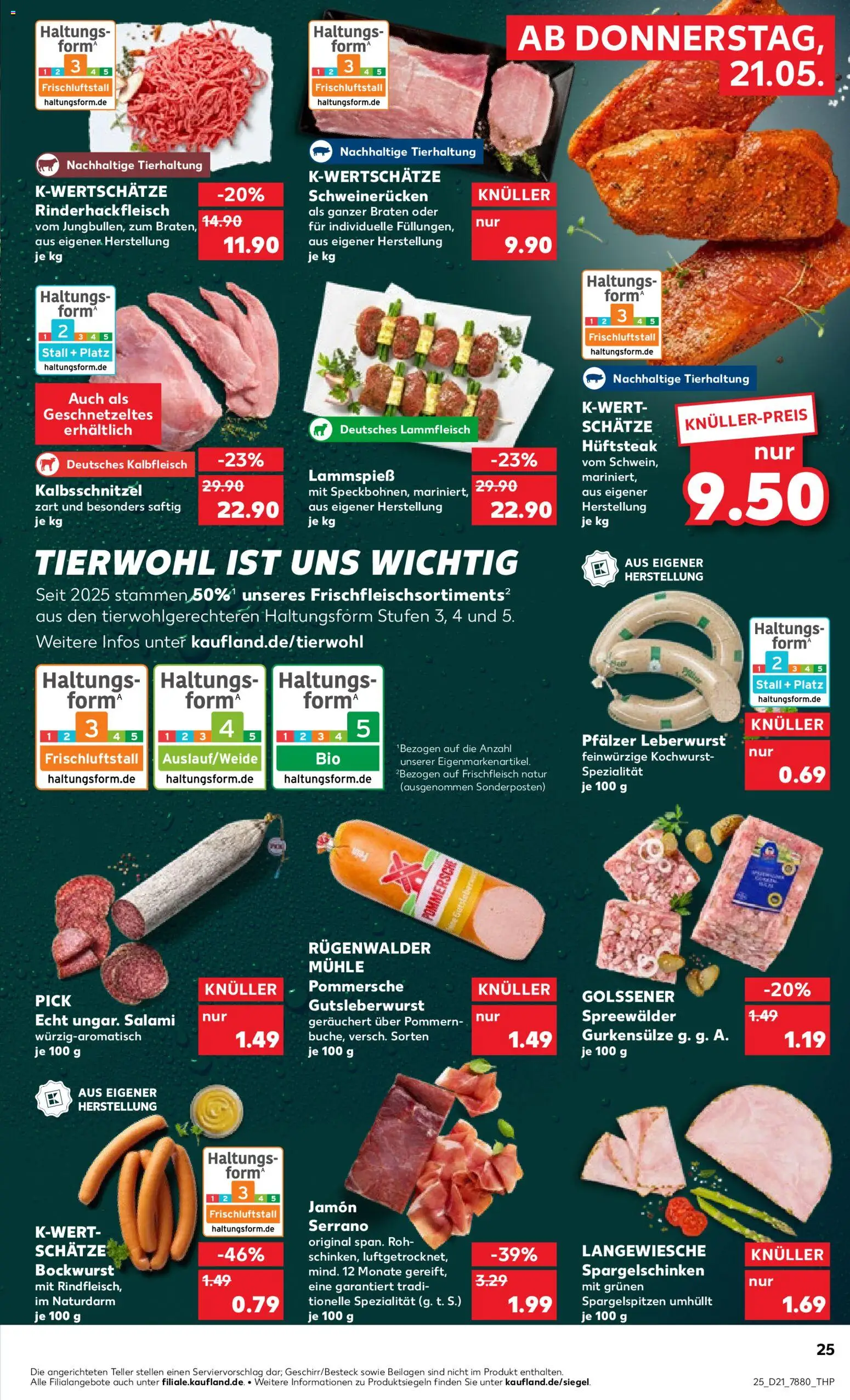 Kaufland Prospekt Hamburg	 – gültig ab 21.05.2026 | Seite: 25 | Produkte: Bockwurst, Schweinerucken, Salami, Steak