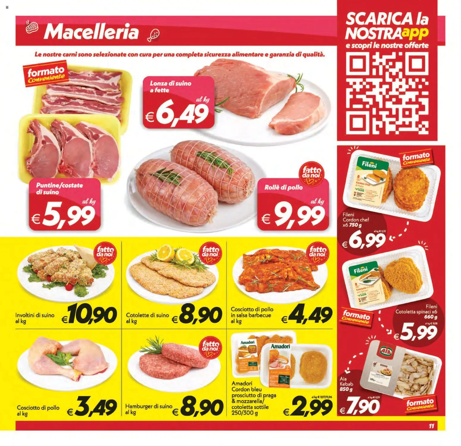 Volantino SuperConveniente del 11/09/2026 | Pagina: 11 | Prodotti: Pollo, Prosciutto, Spinaci, Hamburger