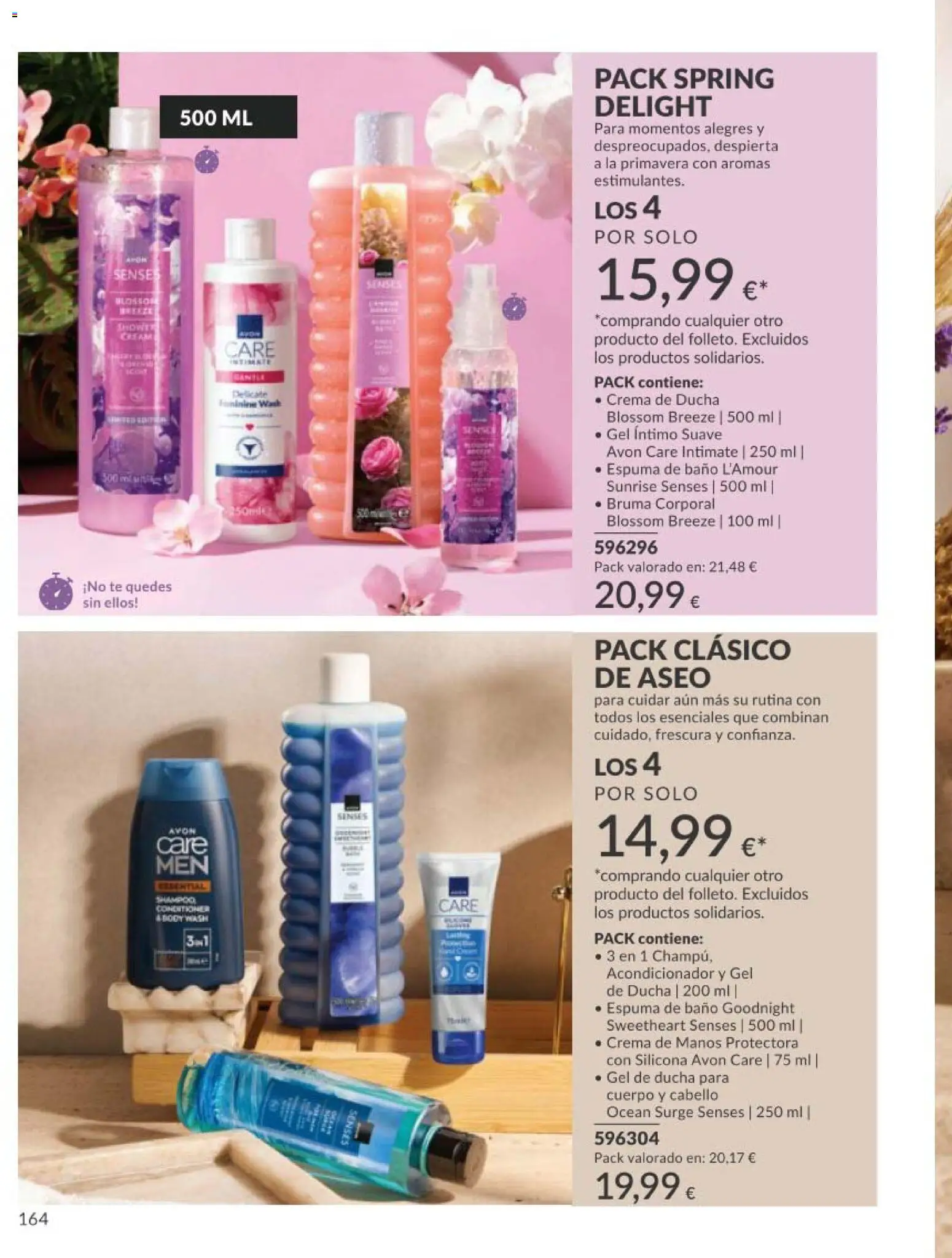 Catálogo AVON campaña 5 │ válido desde el 01.05.2026 | Página: 164 | Productos: Acondicionador, Crema de manos, Gel de ducha, Crema