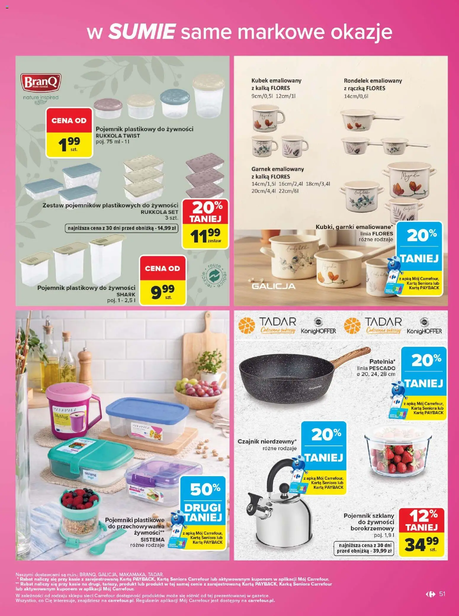 Carrefour gazetka - Same markowe okazje od 03.08.2026 | Strona: 51 | Produkty: Karta, Czajnik, Garnek, Garnki