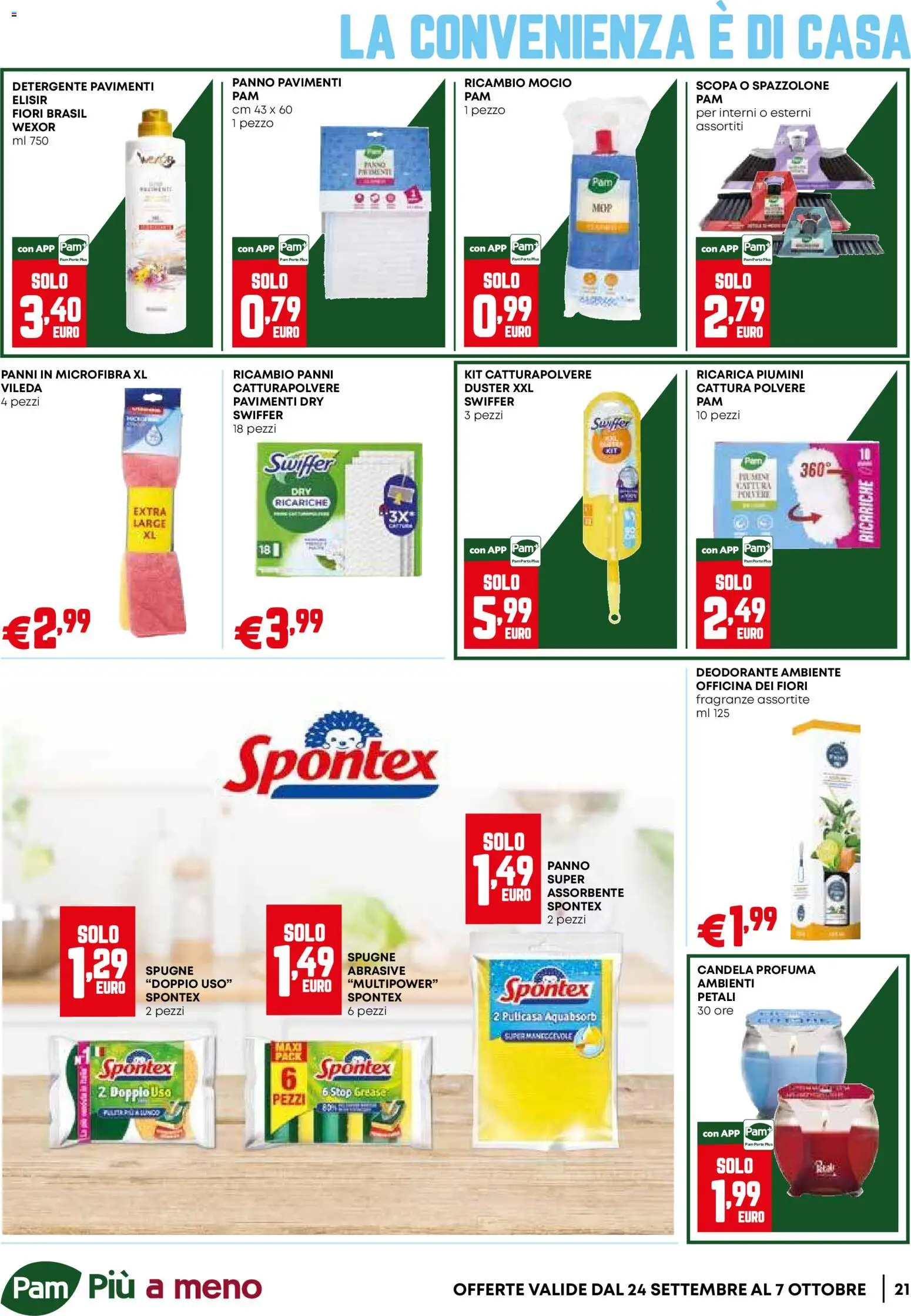 Volantino PAM del 24/09/2026 | Pagina: 21 | Prodotti: Deodorante, Detergente, Mocio, Spugne