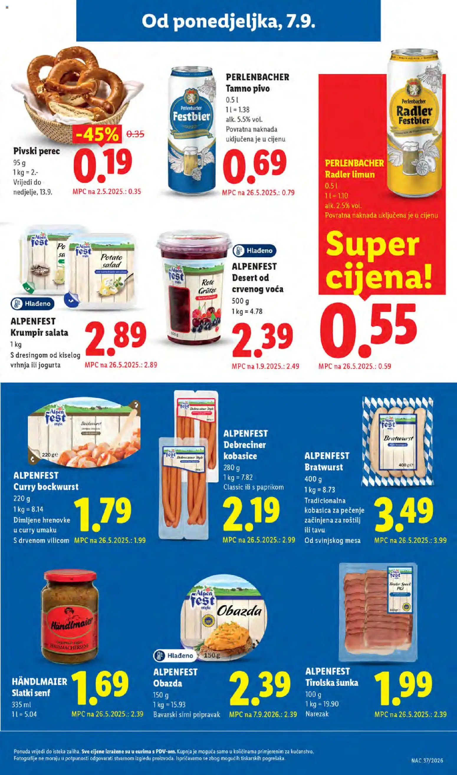 Lidl katalog | vrijedi od 07.09.2026 | Stranica: 19 | Proizvodi: Pivo, Krumpir, Bratwurst, Limun