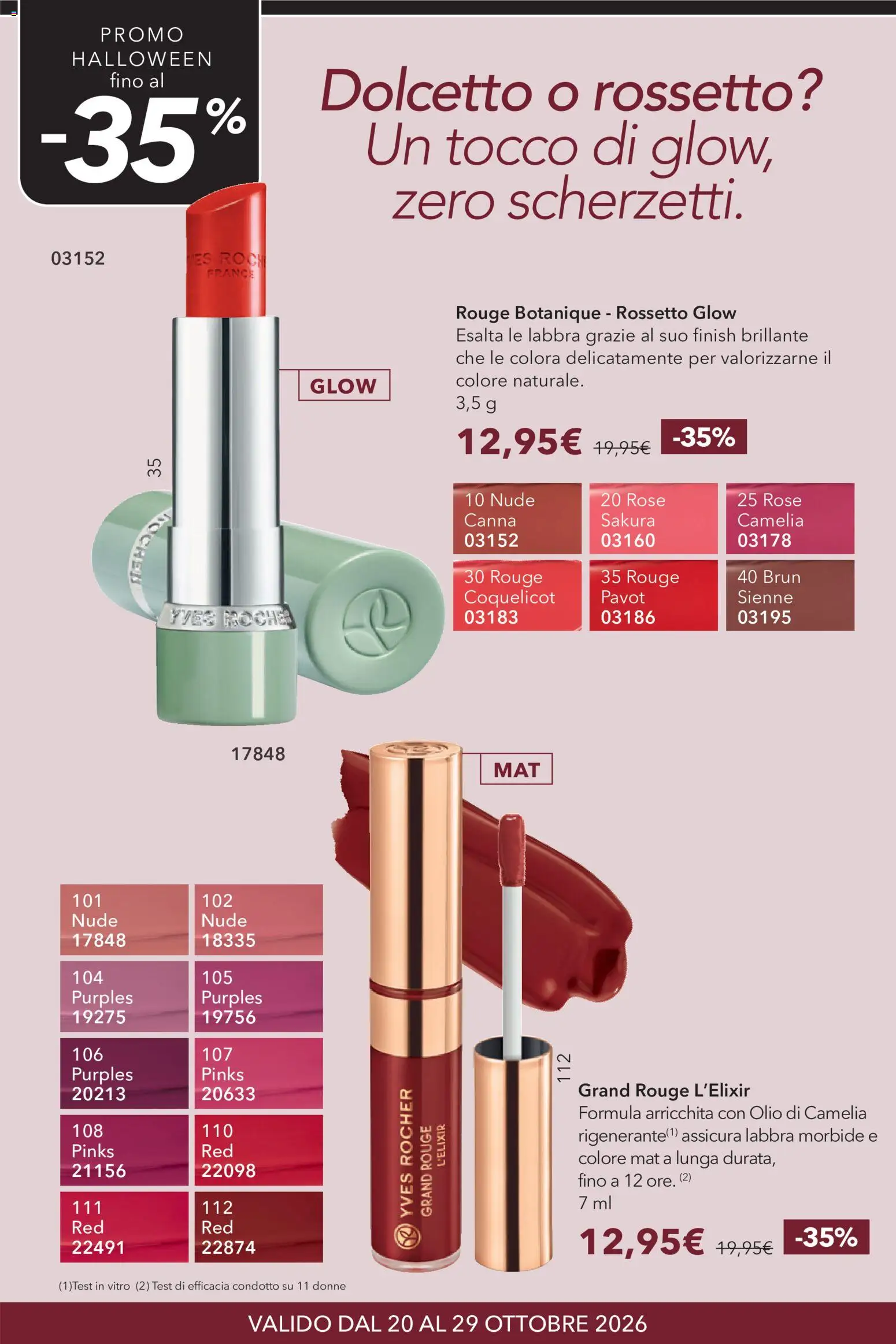 Volantino Yves Rocher del 20/10/2026 | Pagina: 2 | Prodotti: Rossetto, Olio