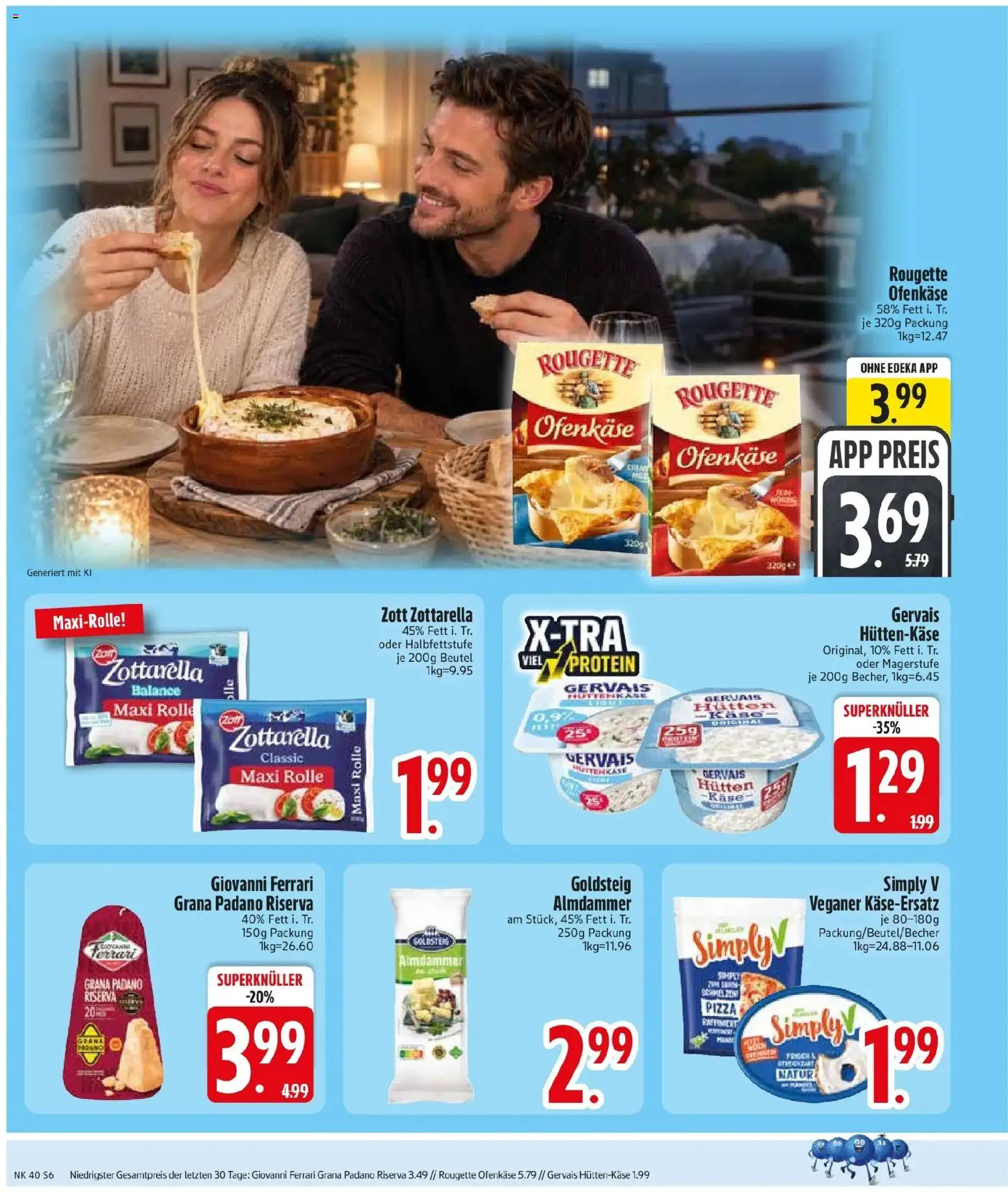 Edeka Prospekt Vilgertshofen-Issing (ab 28.09.2026) » Angebote Online | Seite: 8 | Produkte: Grana Padano, Rougette ofenkase, Pizza, Hüttenkäse