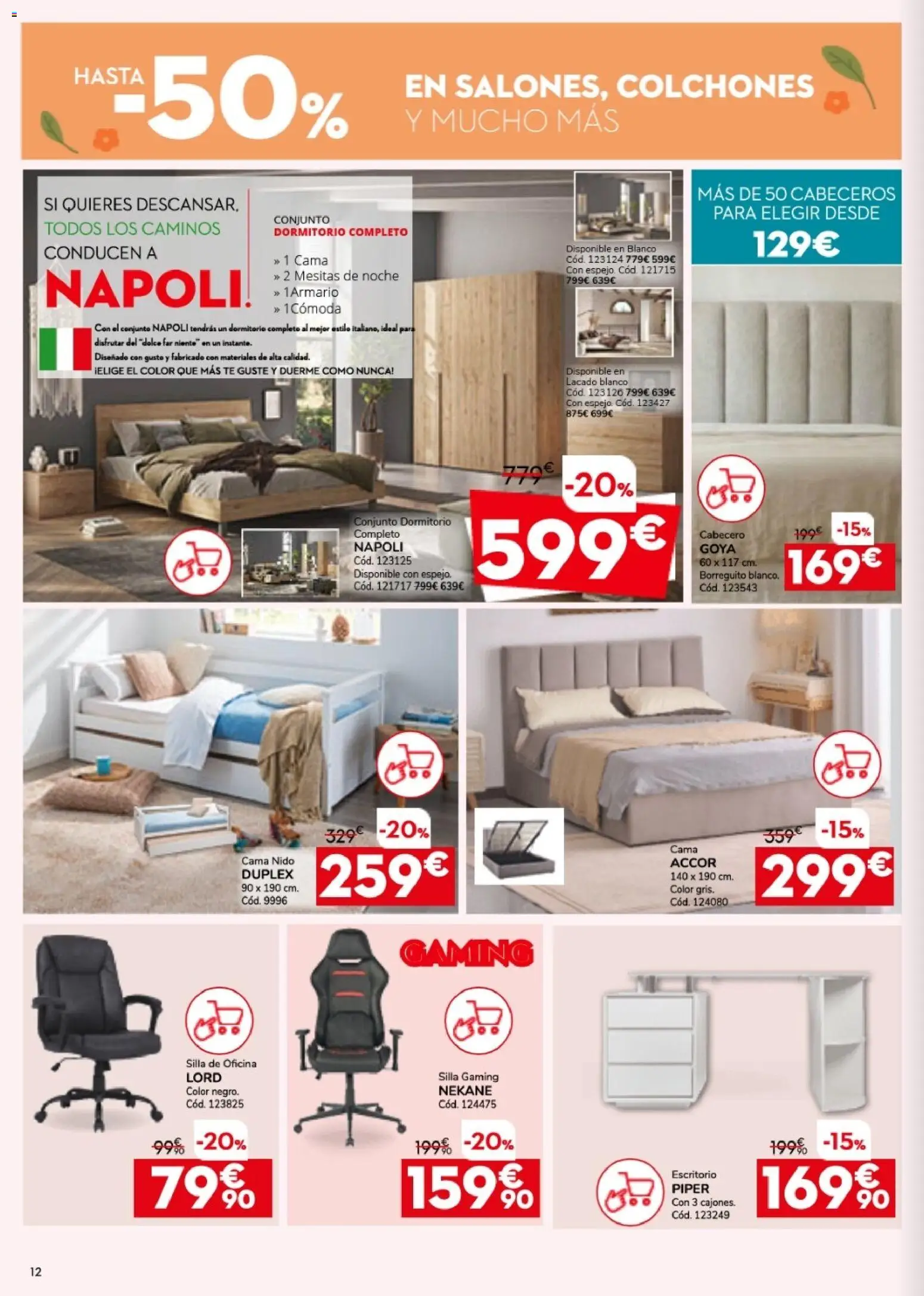 Conforama folleto │ válido desde el 26.03.2026 | Página: 12 | Productos: Té, Cama, Silla, Espejo