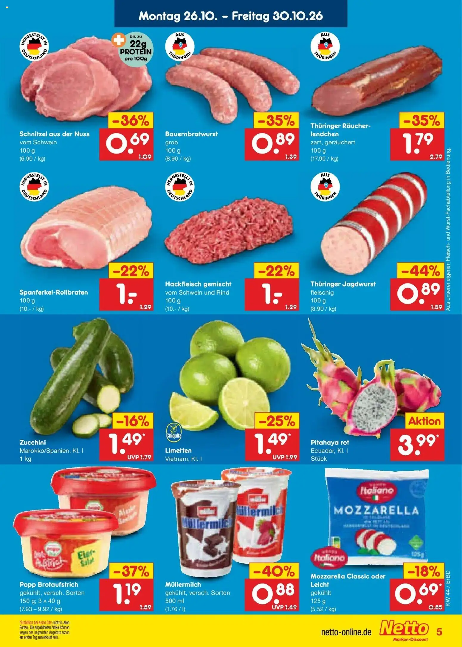 Netto Marken-Discount Prospekt Weimar – gültig ab 26.10.2026 | Seite: 11 | Produkte: Limetten, Zucchini, Fleisch, Hackfleisch
