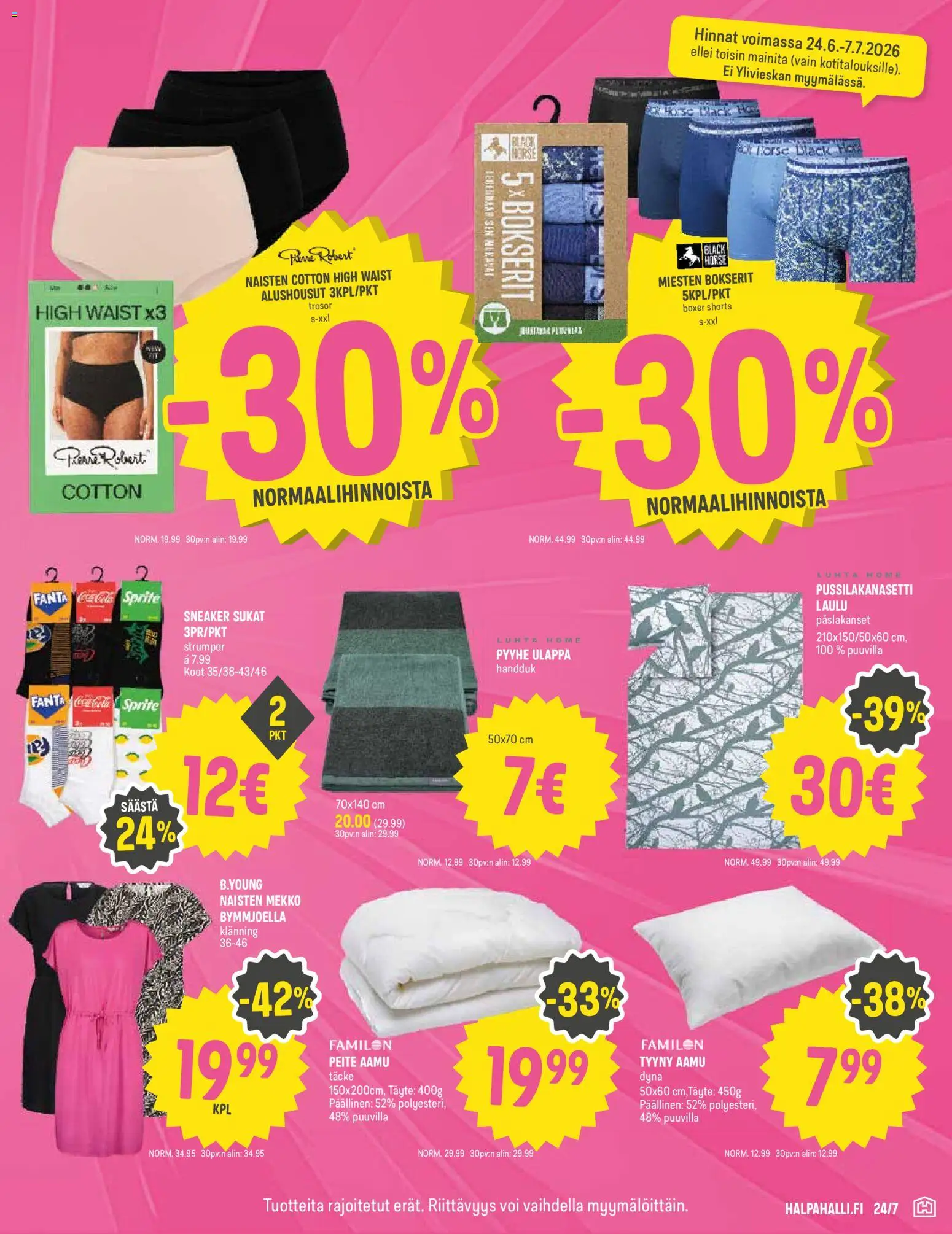 Halpa Halli tarjoukset – voimassa 24/06/2026 alkaen | Sivu: 15 | Tuotteet: Tyyny, Voi, Sukat, Fanta
