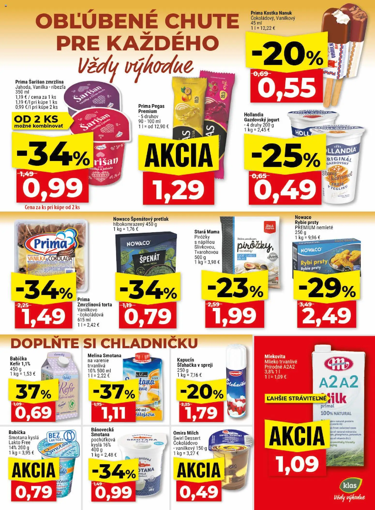 Nové Klas akcie – leták je platný od 25.05.2026 | Strana: 9 | Produkty: Mlieko, Nanuk, Zmrzlina, Šľahačka