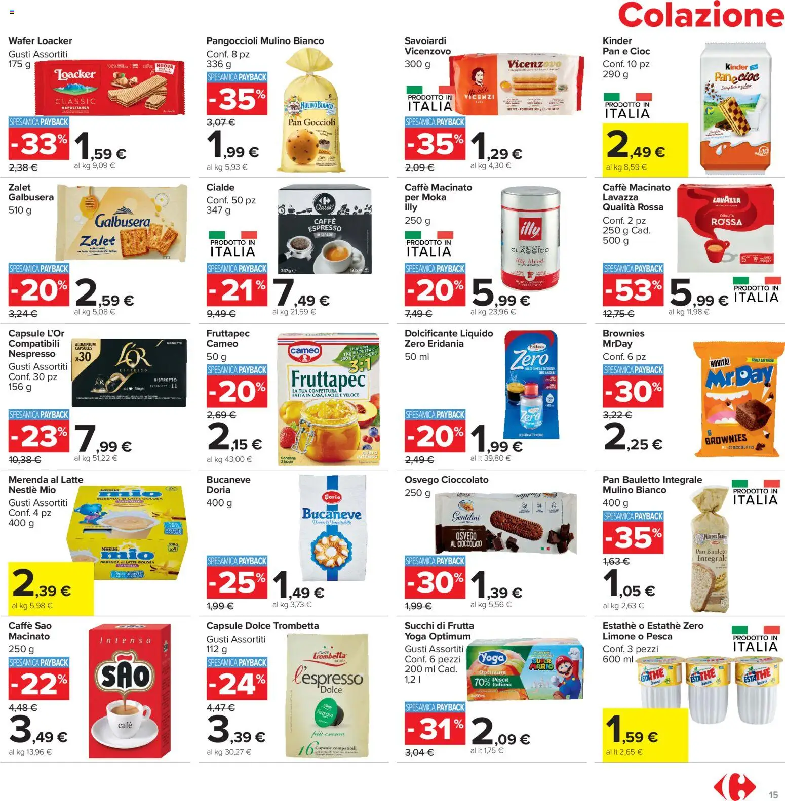 Volantino Carrefour del 13/07/2026 | Pagina: 15 | Prodotti: Cioccolato, Frutta, Zucchero, Limone