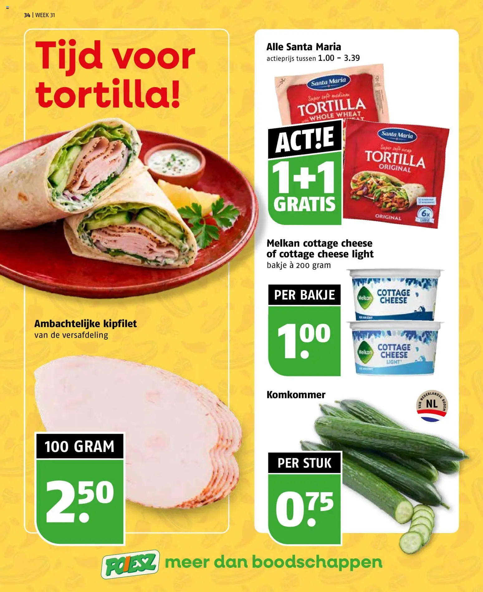 {H1} | Pagina: 34 | Producten: Komkommer, Tortilla