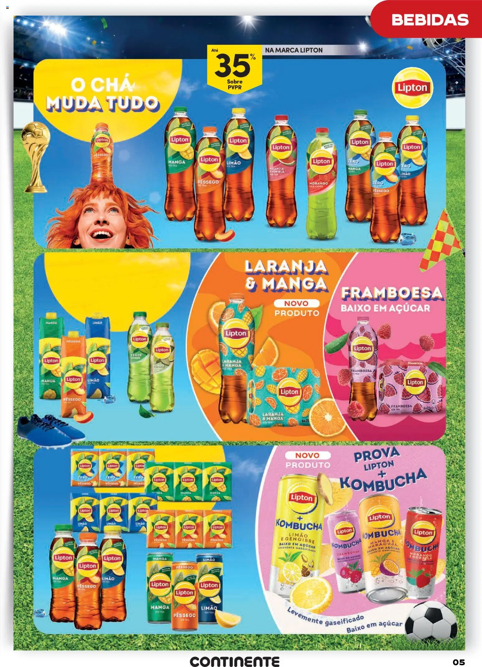 Continente Grandes Marcas │ válido de 14/07/2026 | Página: 5 | Produtos: Kombucha, Chá, Açúcar