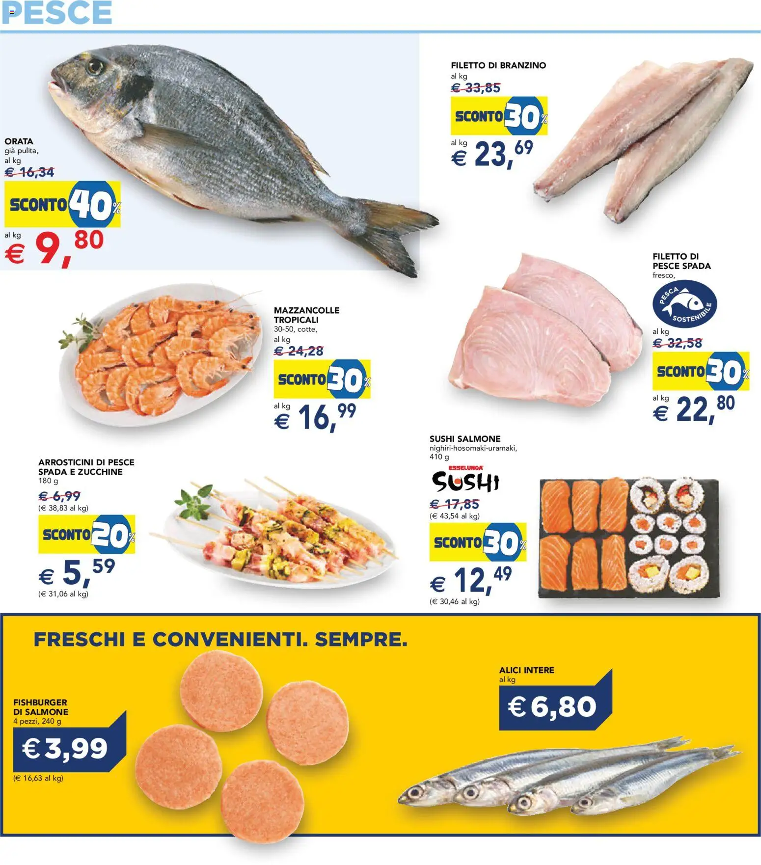 Volantino Esselunga S del 28.05.2026 | Pagina: 13 | Prodotti: Pesce, Mazzancolle, Pesca, Arrosticini