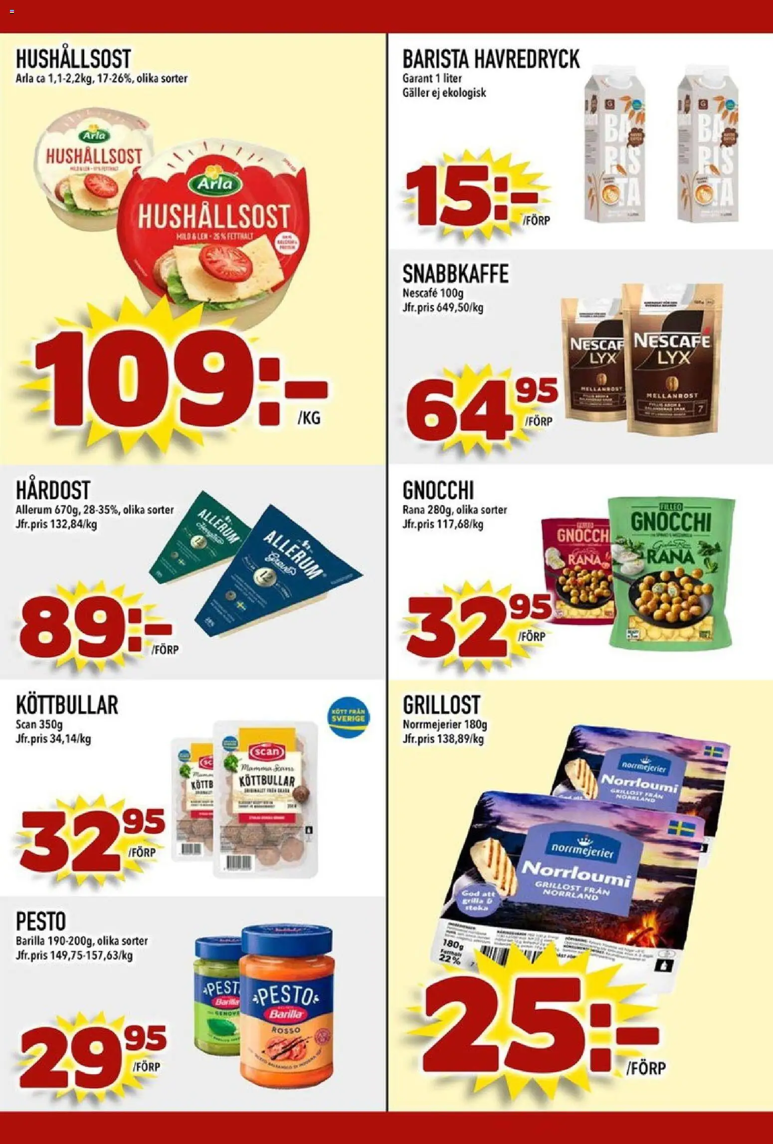 Din Mat reklamblad aktuell från 31/08/2026 | Sida: 5 | Produkter: Hårdost, Grillost, Barilla, Gnocchi