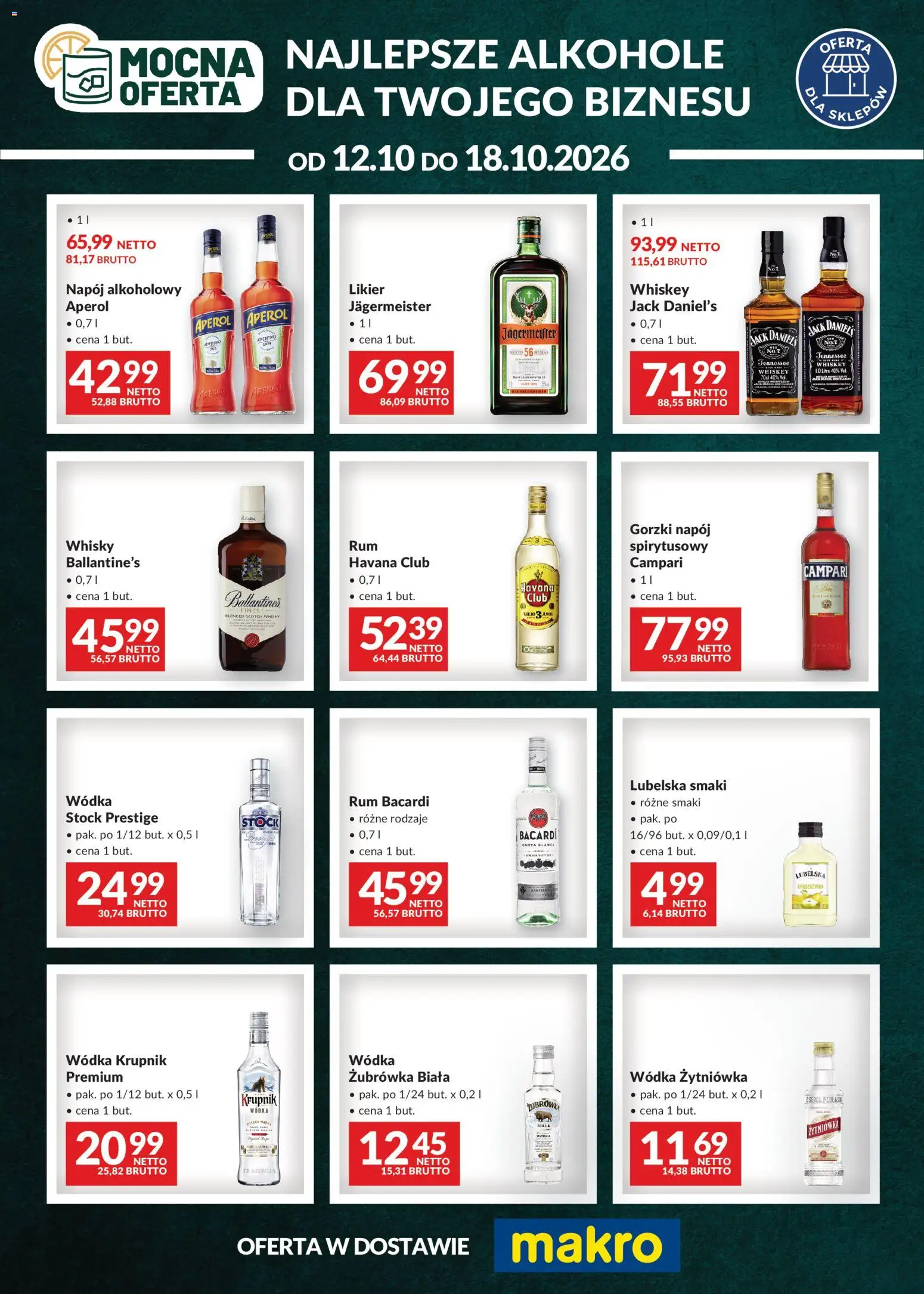 Makro gazetka - Mocna oferta od 12.10.2026 | Strona: 1 | Produkty: Scotch whisky, Krupnik wódka, Ballantines, Whisky