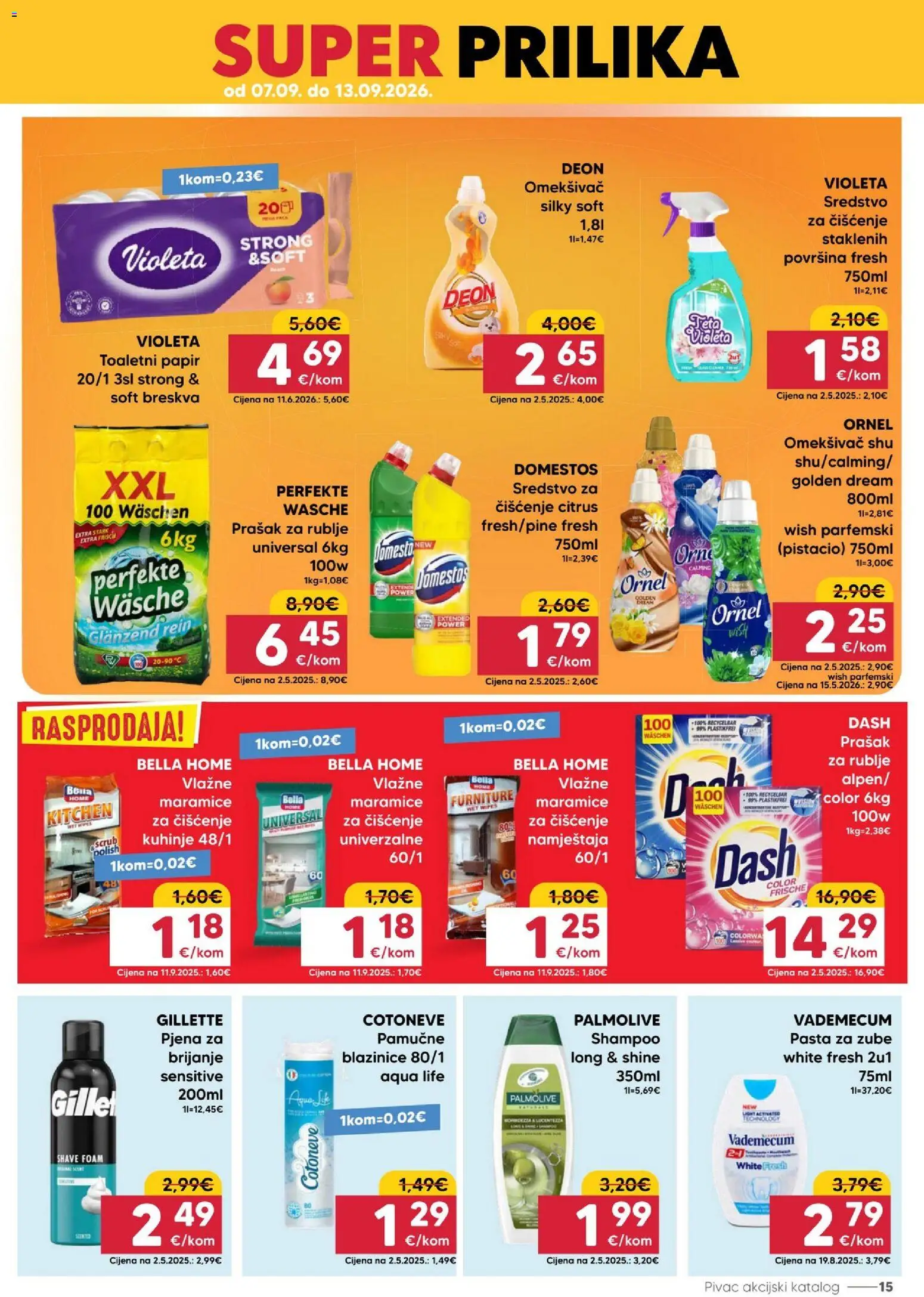 Pivac katalog | vrijedi od 07.09.2026 | Stranica: 15 | Proizvodi: Maramice, Pjena, Toaletni papir, Violeta
