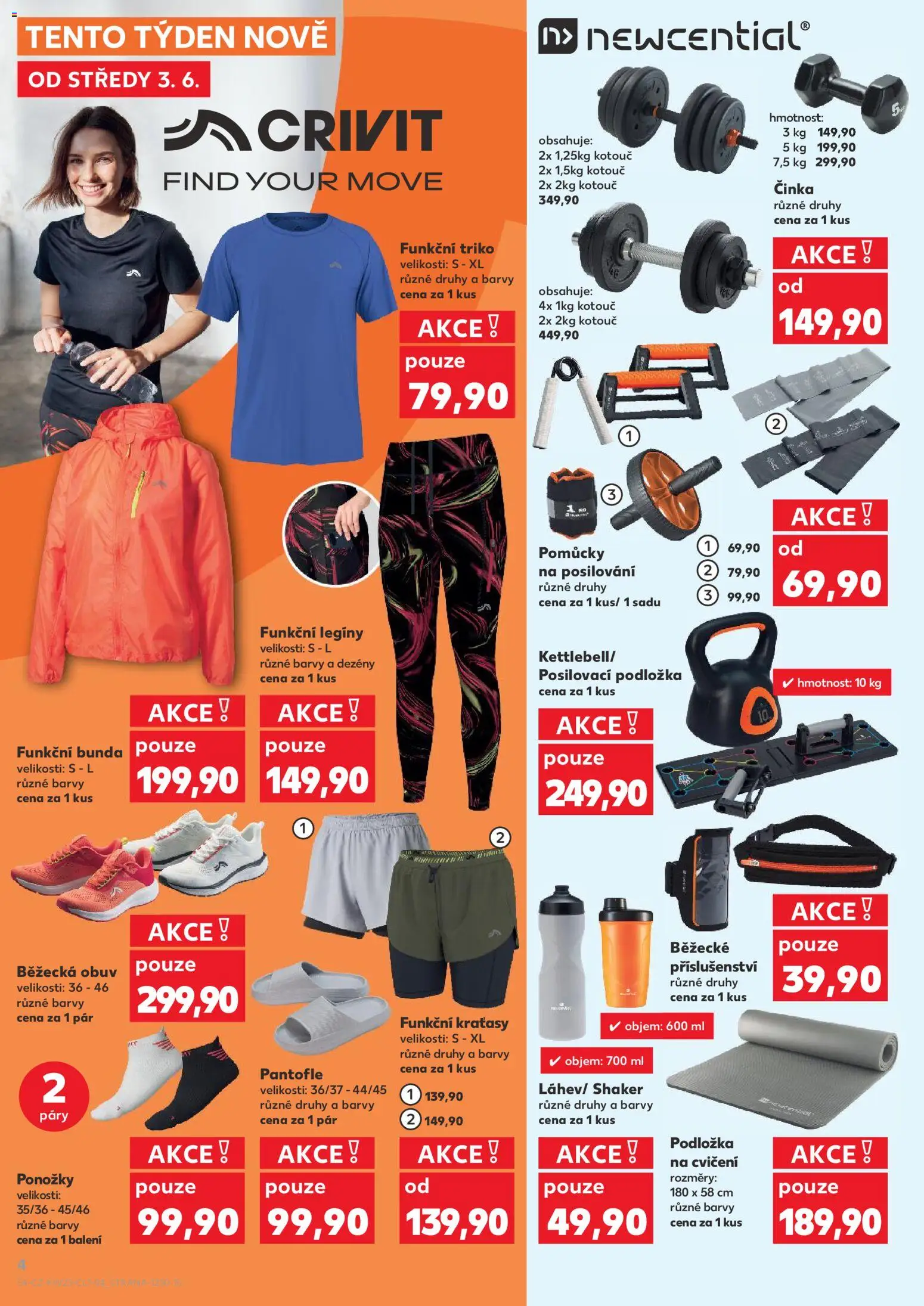 Kaufland leták - Praha 4 od 03.06.2026 | Strana: 4 | Produkty: Pantofle, Obuv, Kettlebell, Podložka na cvičení