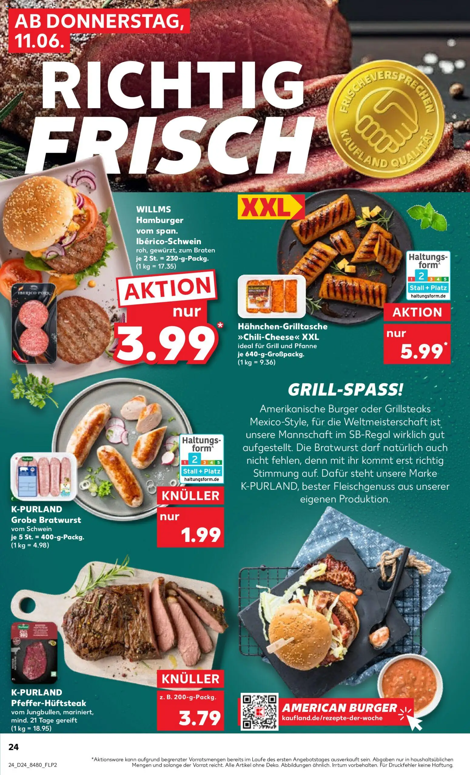 Kaufland Prospekt Speyer – gültig ab 11.06.2026 | Seite: 24 | Produkte: Grill, Bratwurst, Burger