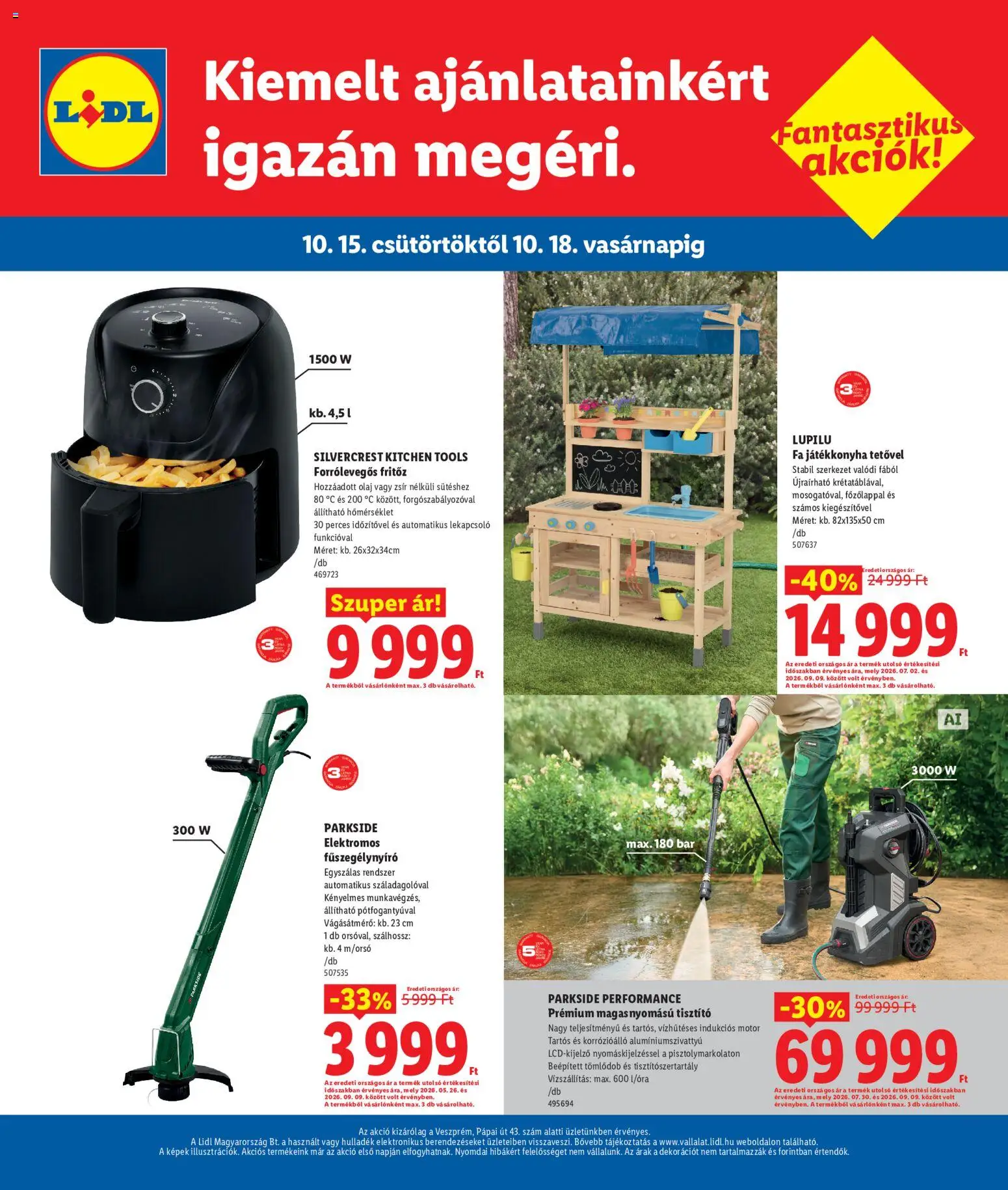 Lidl akciós ujság - amely érvényes a következő dátumtól: 2026.10.15. | Oldal: 4 | Termékek: Forrólevegős, FA, Trimmer, Olaj
