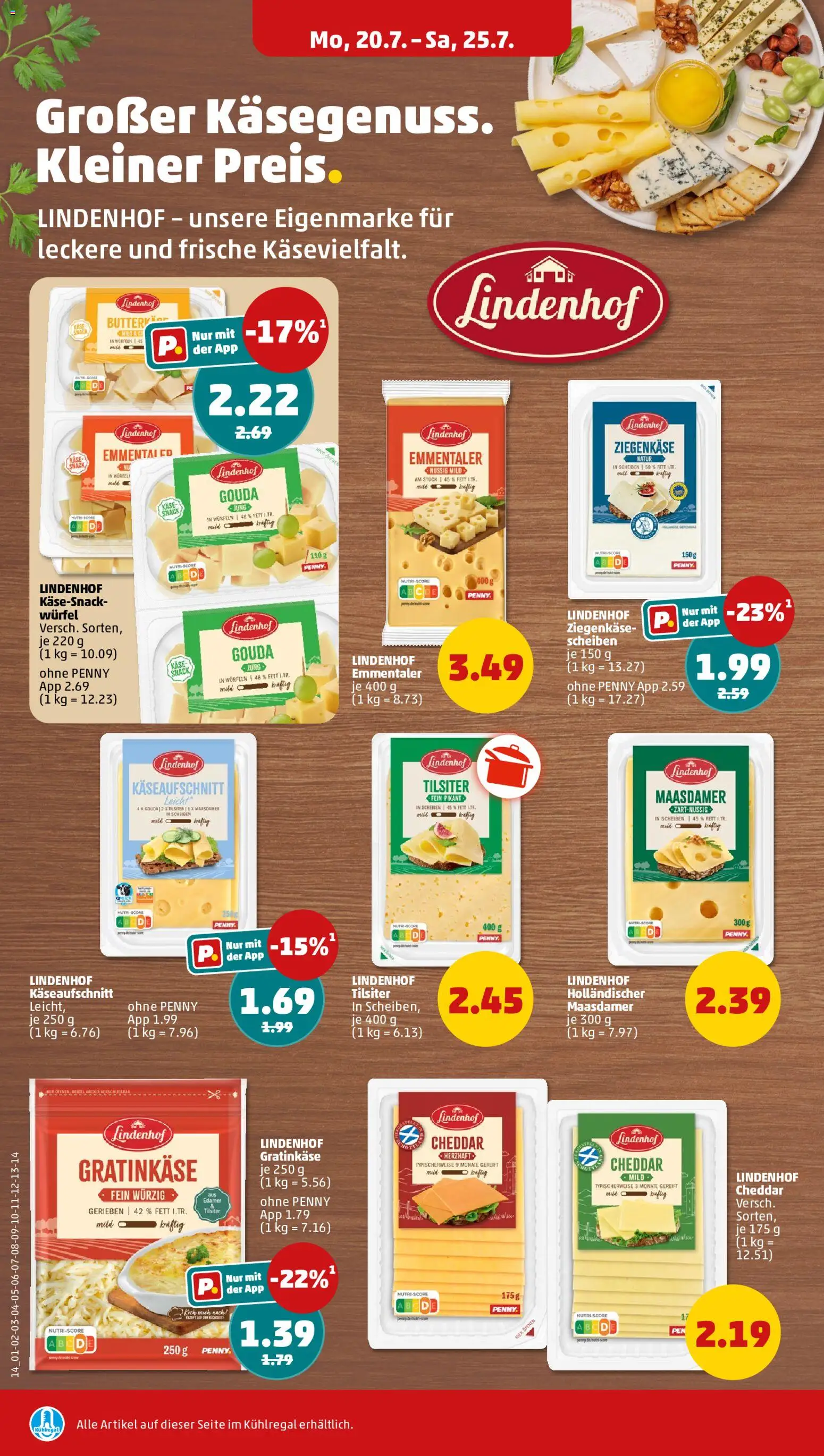 Penny Prospekt – gültig ab 20.07.2026 | Seite: 16 | Produkte: Gouda, Ziegenkäse, Edamer