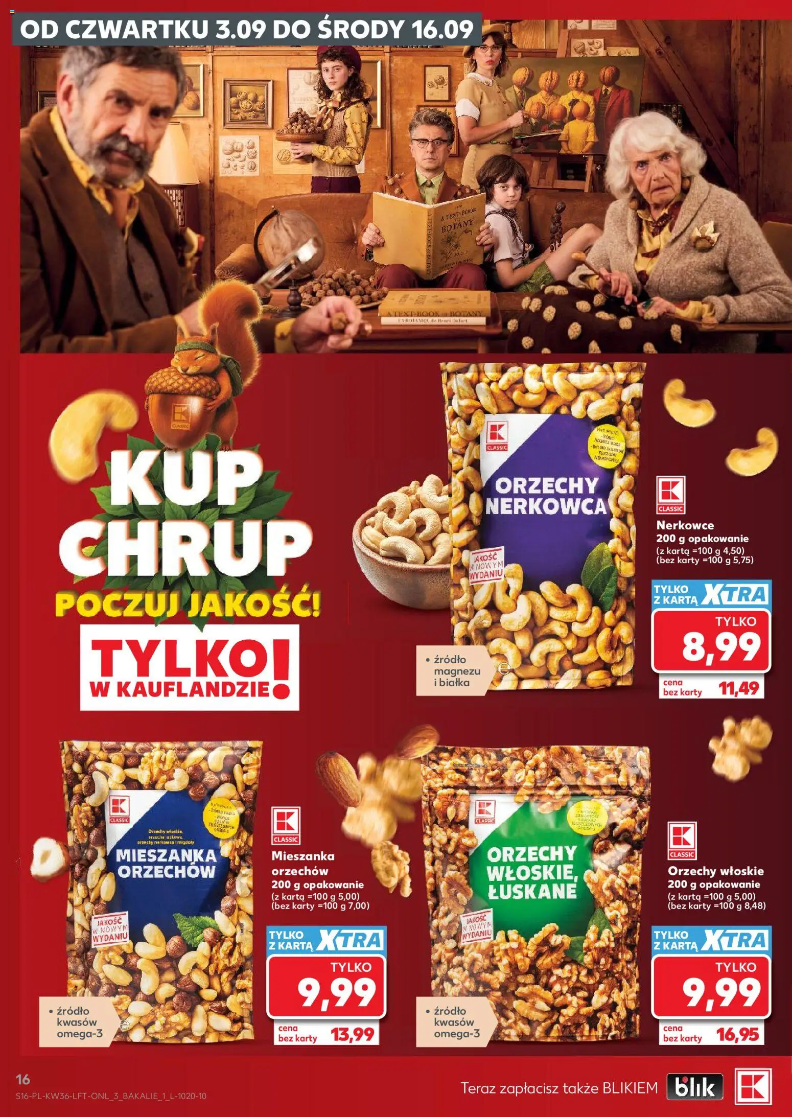 Kaufland gazetka od 03.09.2026 | Strona: 16 | Produkty: Karta, Orzechy nerkowca, Orzechy włoskie, Orzechy