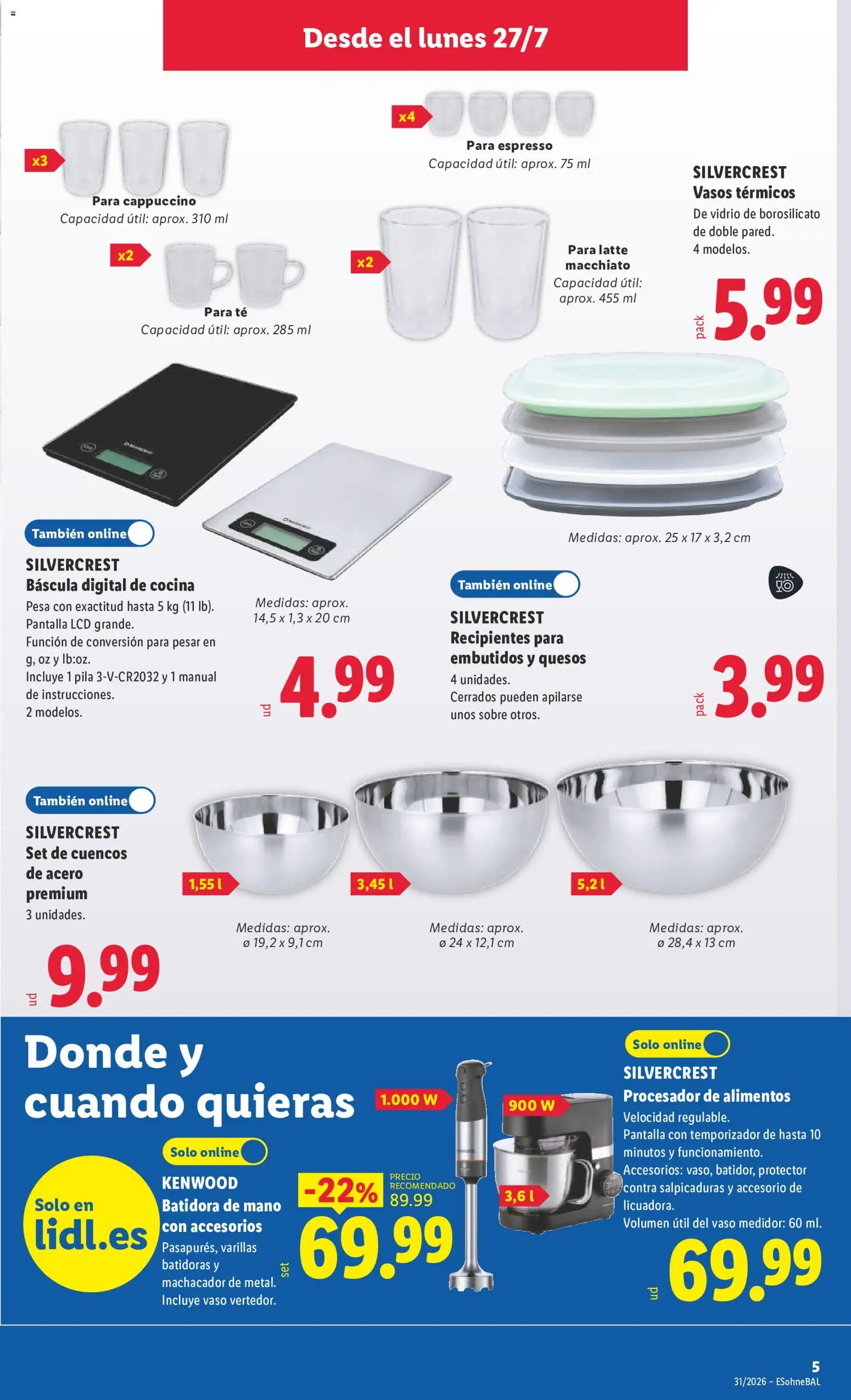 Lidl folleto de bazar │ válido desde el 27/07/2026 | Página: 15 | Productos: Νυχτικό, Cocina, Batidora, Κούβα