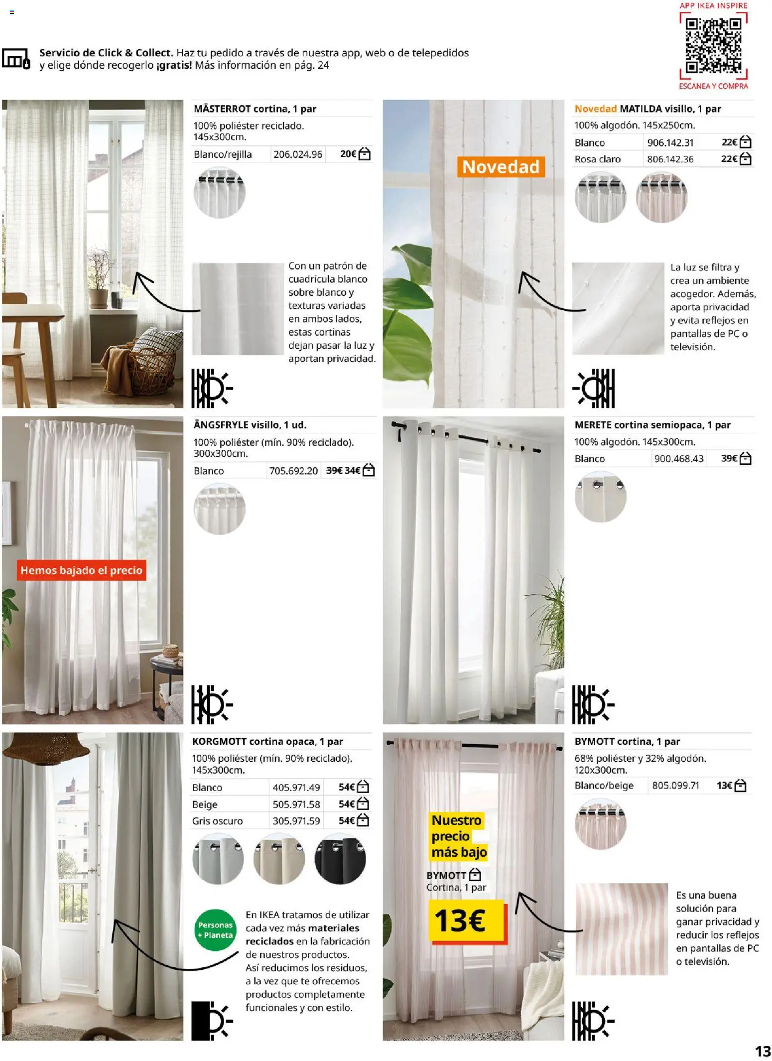 Catálogo IKEA Cortinas │ válido desde el 01/02/2026 | Página: 13 | Productos: Cortina, Té, PC