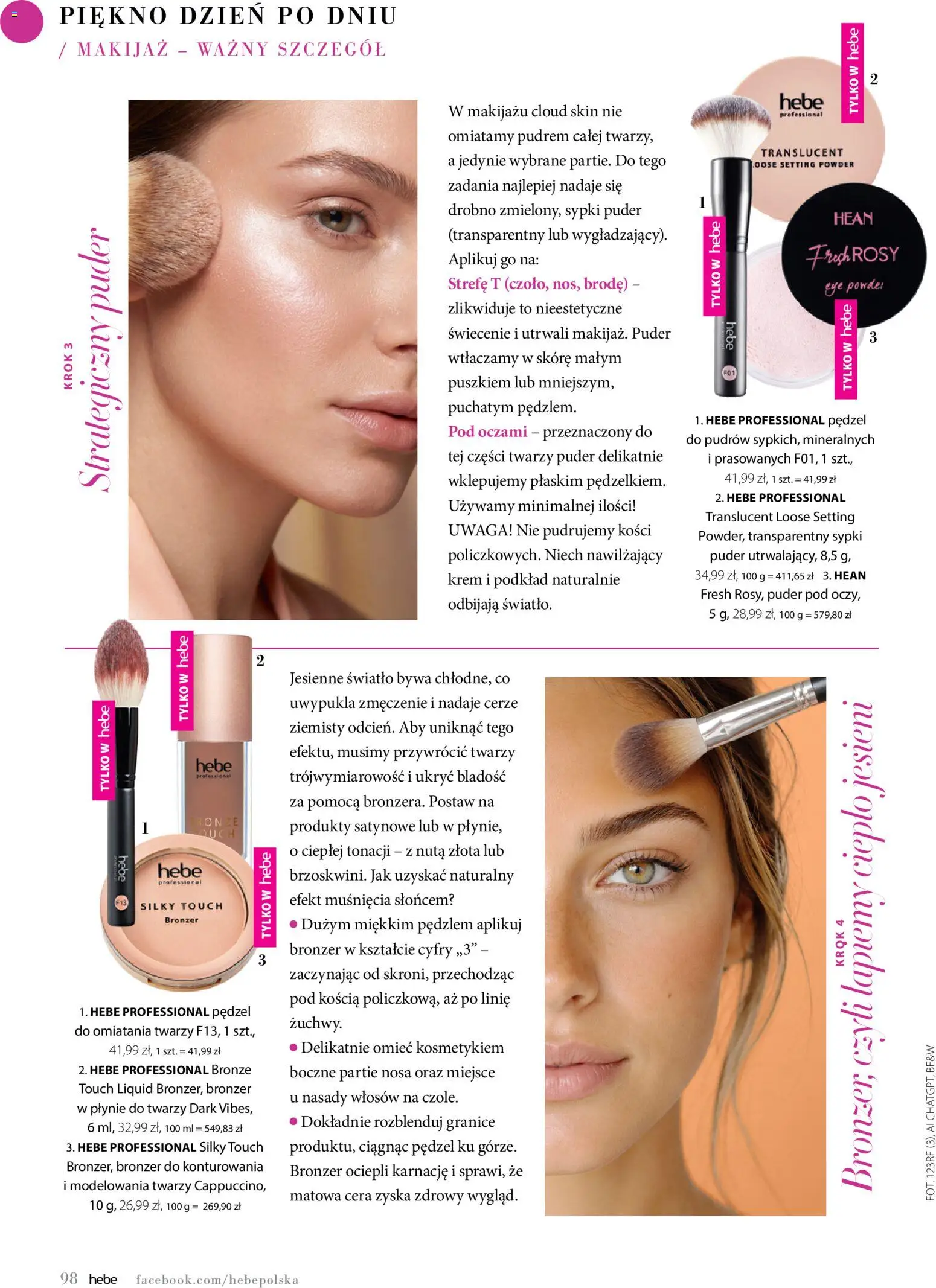 Hebe gazetka - Magazyn od 01.09.2026 | Strona: 98 | Produkty: Pędzel, Makijaż, Bronzer, Krem