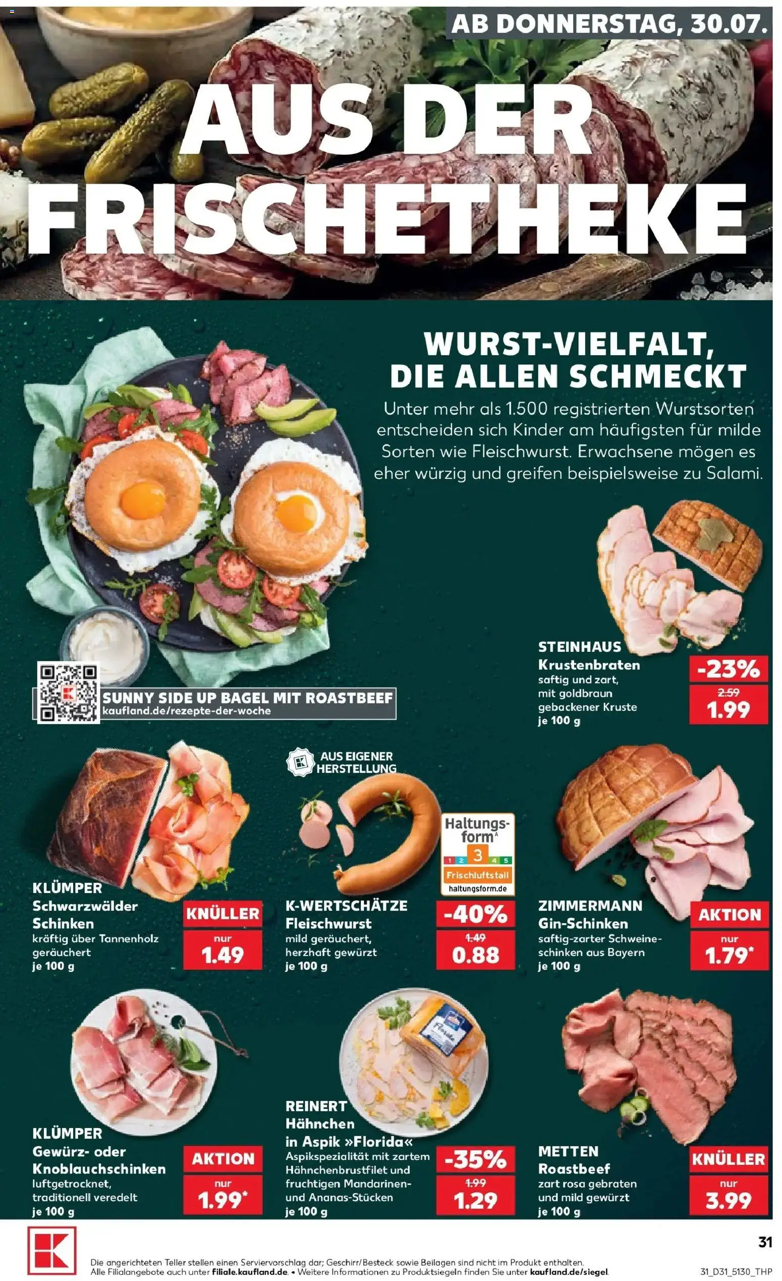 Kaufland Prospekt Buchen – gültig ab 30.07.2026 | Seite: 31 | Produkte: Hahnchen, Mandarinen, Roastbeef, Schinken