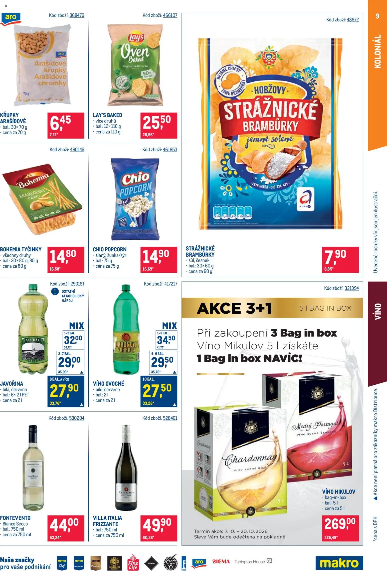 Makro leták - Maloobchod od 07.10.2026 | Strana: 9 | Produkty: Box, Víno, Tyčinky, Popcorn