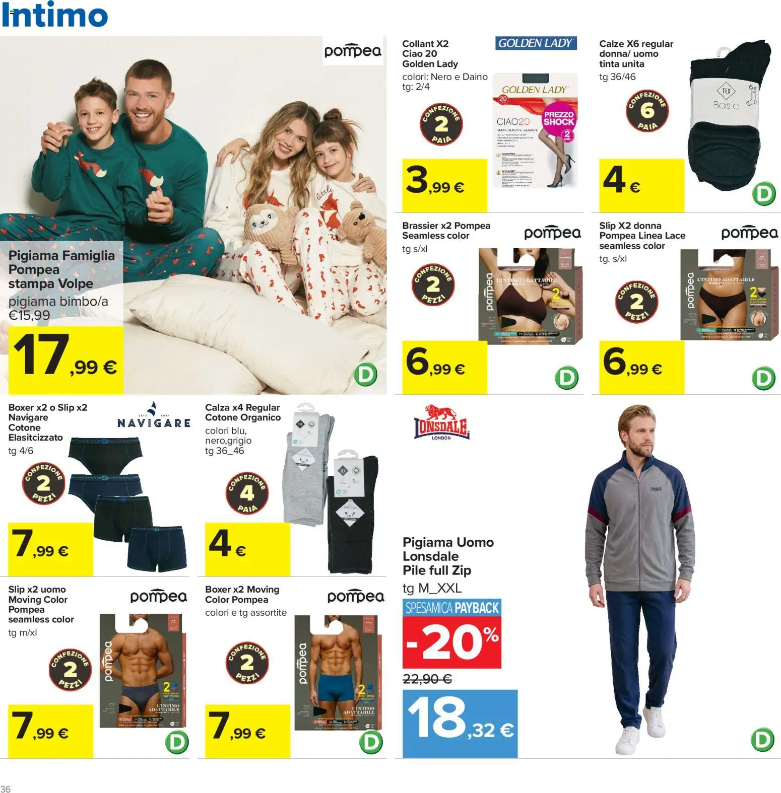 Volantino Carrefour del 13/10/2026 | Pagina: 36 | Prodotti: Pile, Intimo, Boxer, Collant