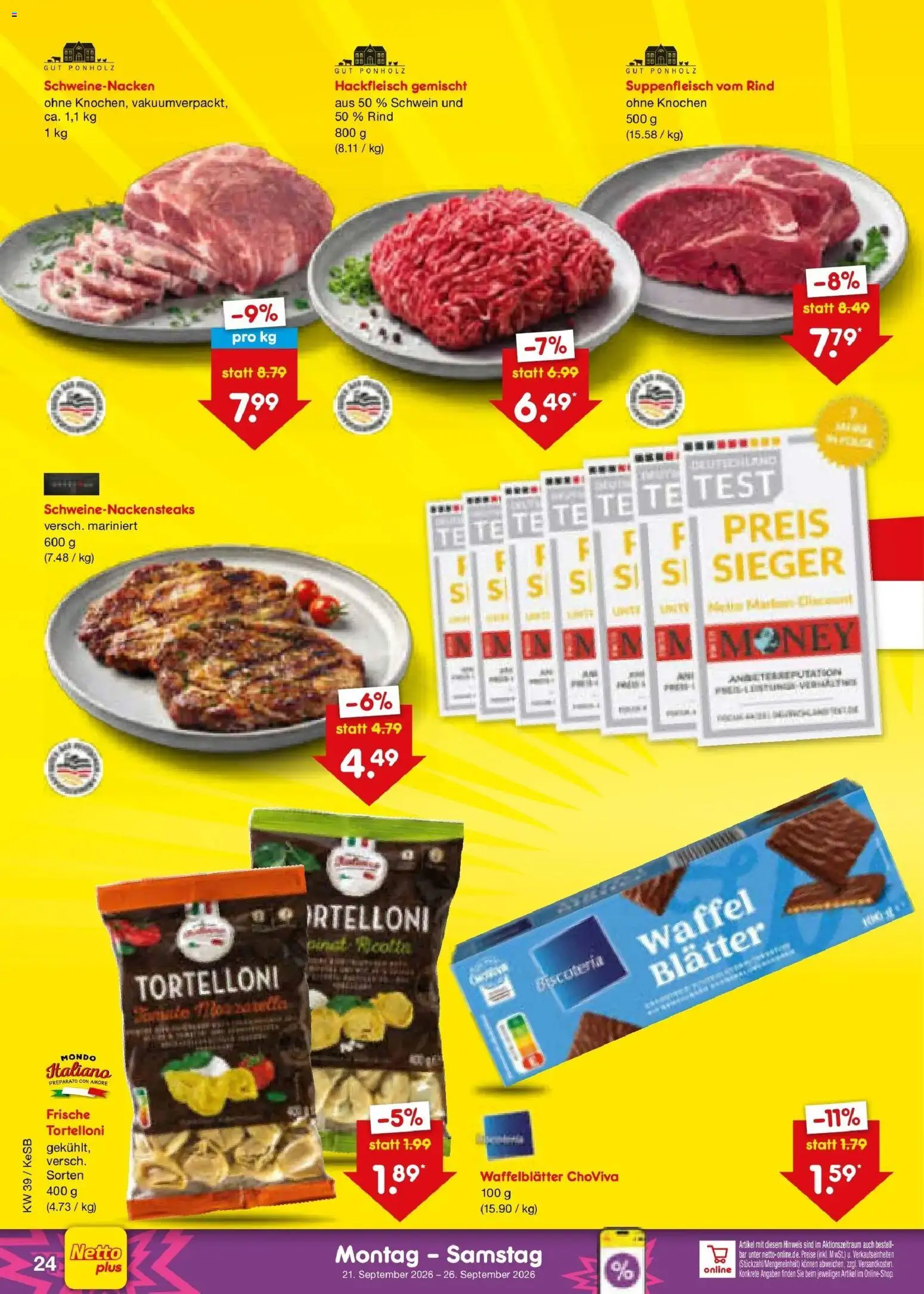 Netto Marken-Discount Prospekt Koblenz – gültig ab 21.09.2026 | Seite: 36 | Produkte: Schweinenacken, Suppenfleisch, Hackfleisch