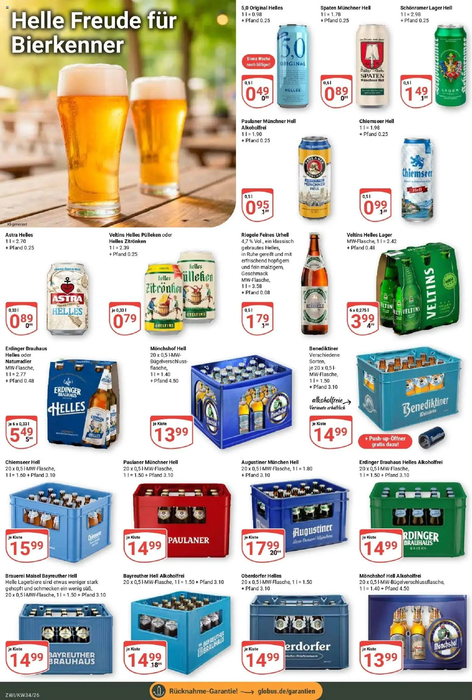 Globus Prospekt Zwickau (ab 17.08.2026) » Angebote online | Seite: 23 | Produkte: Helles pulleken, Monchshof, Astra, Paulaner