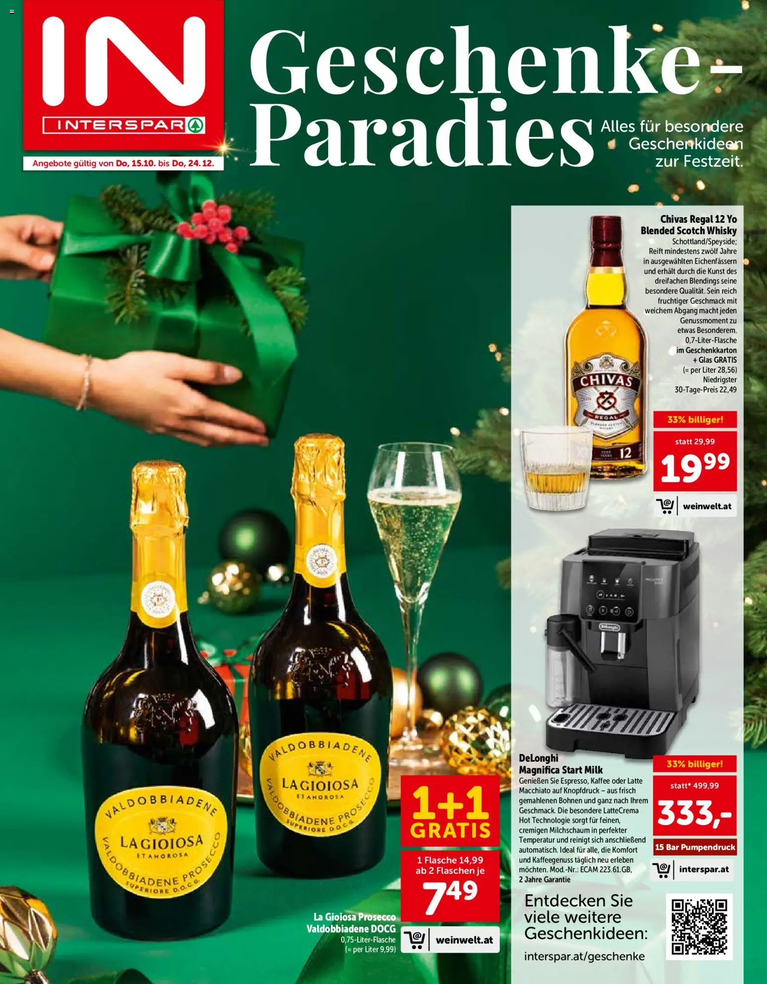 Interspar Geschenke - Paradies gültig ab 15.10.2026 | Seite: 1 | Produkte: Prosecco, Regal, Kaffee