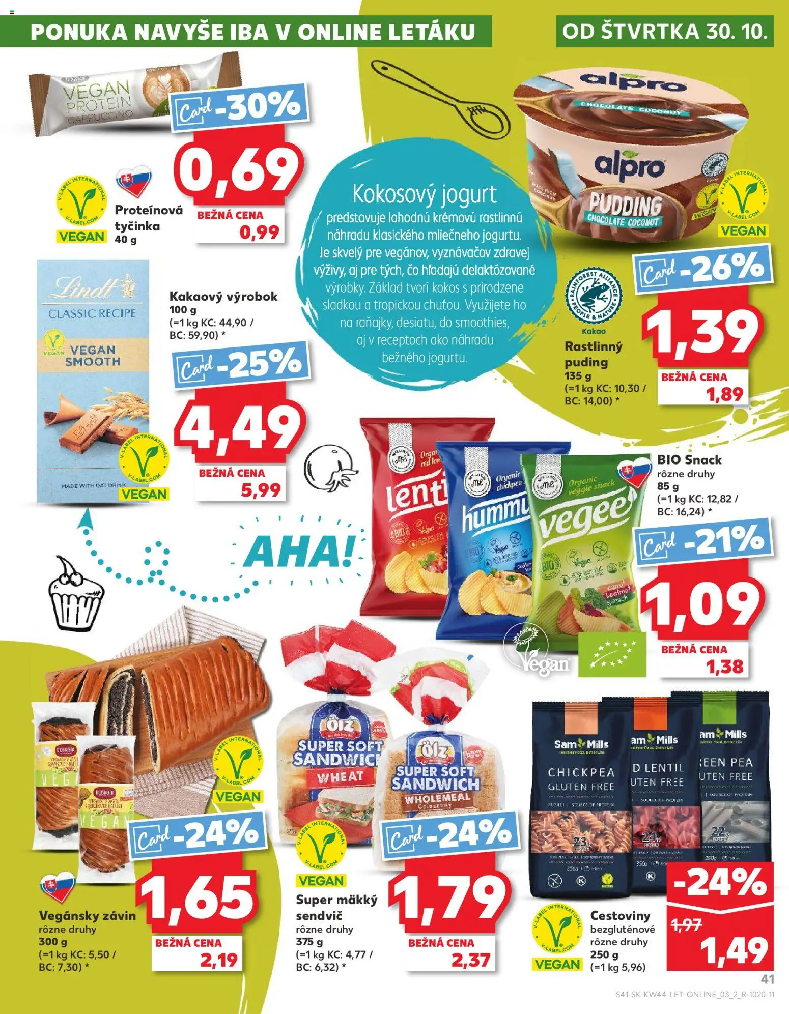 Nové Kaufland akcie – leták je platný od 30.10.2025 | Strana: 41 | Produkty: Protein, Puding, Kakao, Sendvič