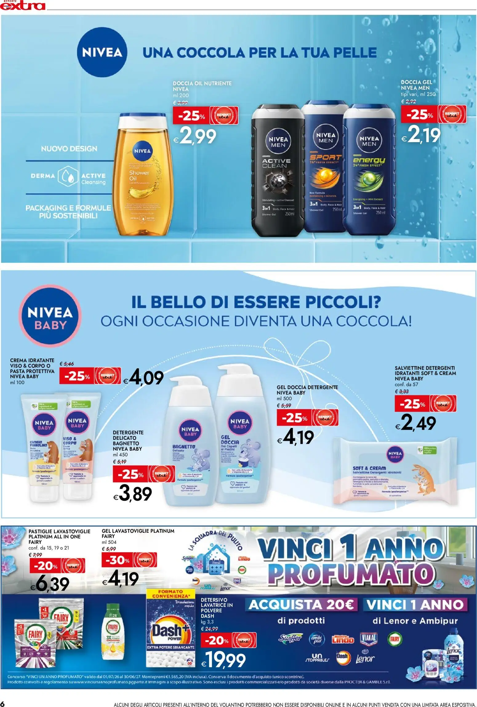 Volantino bennet del 10/09/2026 | Pagina: 6 | Prodotti: Pasta, Lavatrice, Gel doccia, Doccia