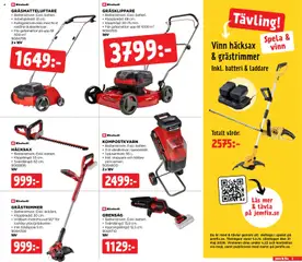 Jem & Fix erbjudanden - Förhandsvisning av reklamblad från butik Jem & Fix aktuell från 18.05.2026 | Sida: 5 | Produkter: Gräsklippare, Häcksax, Grensåg, Laddare
