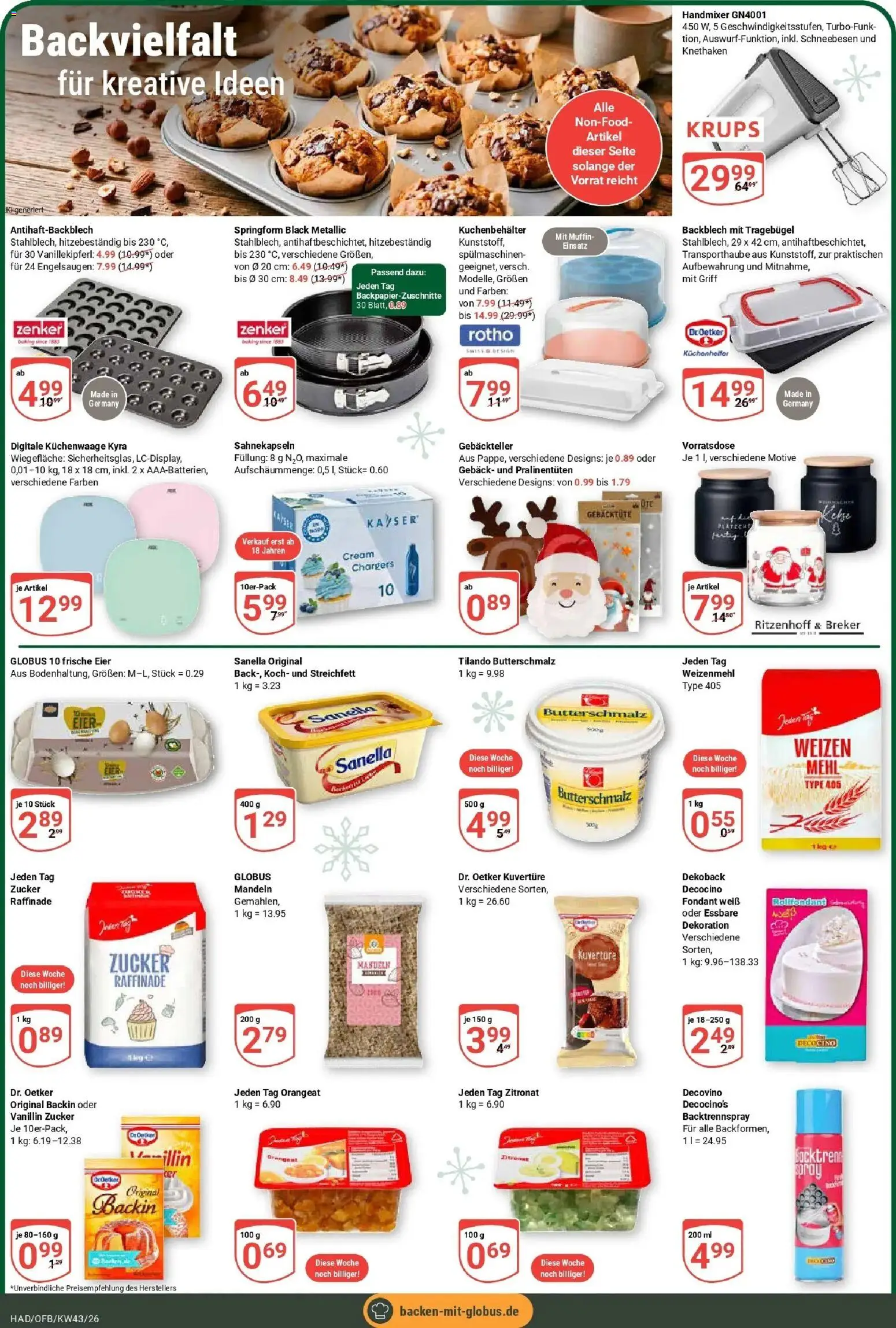 Globus Prospekt Halle (saale) (ab 19.10.2026) » Angebote online | Seite: 21 | Produkte: Butterschmalz, Eier, Mandeln, Zucker