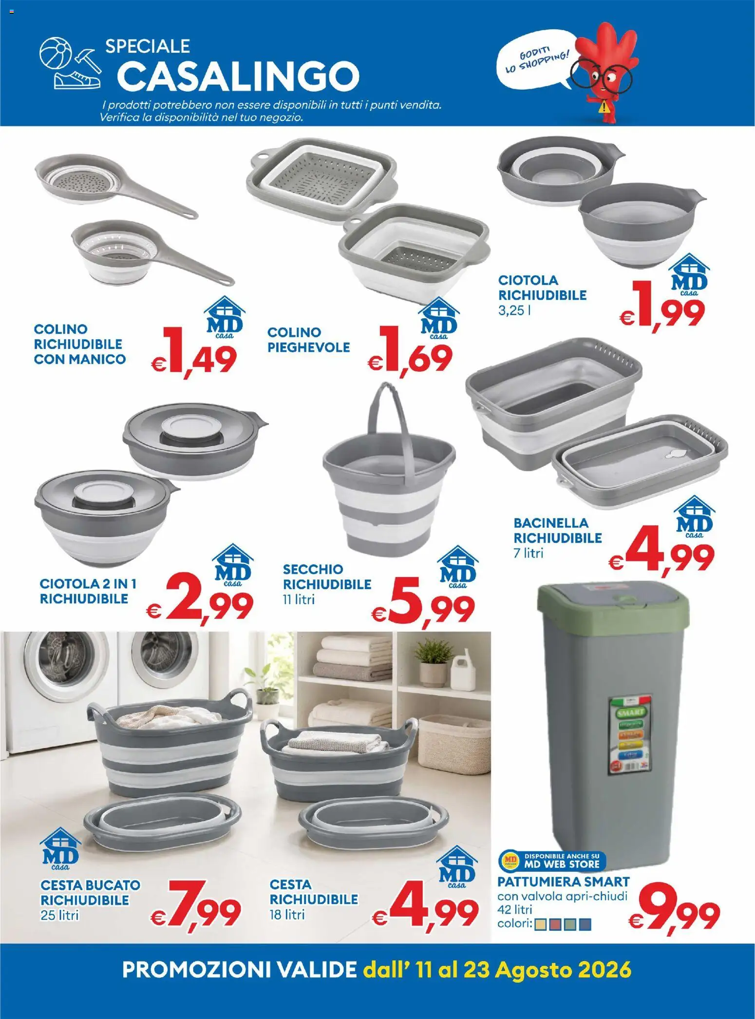 Volantino MD Discount del 11/08/2026 | Pagina: 27 | Prodotti: Secchio, Pattumiera, Ciotola