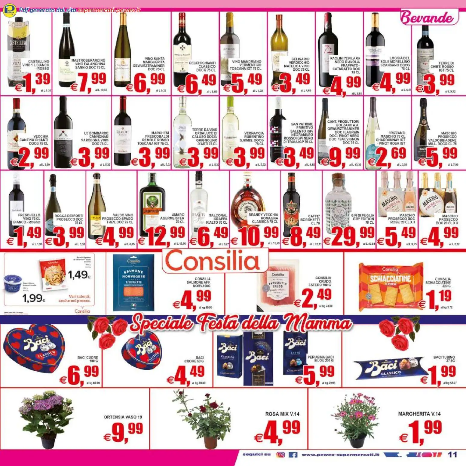 Volantino Pewex del 08.05.2026 | Pagina: 11 | Prodotti: Gin, Prosecco, Latte, Prosciutto