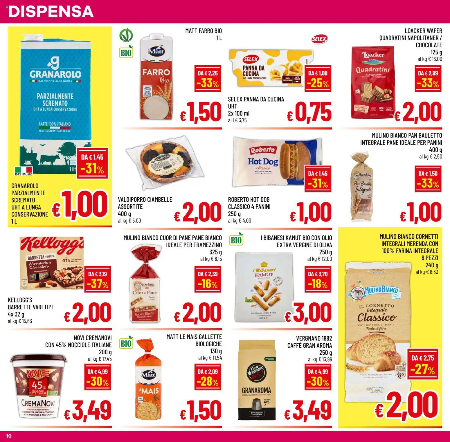 Volantino A&O del 05/08/2026 | Pagina: 10 | Prodotti: Pane, Caffè, Cornetto, Farro