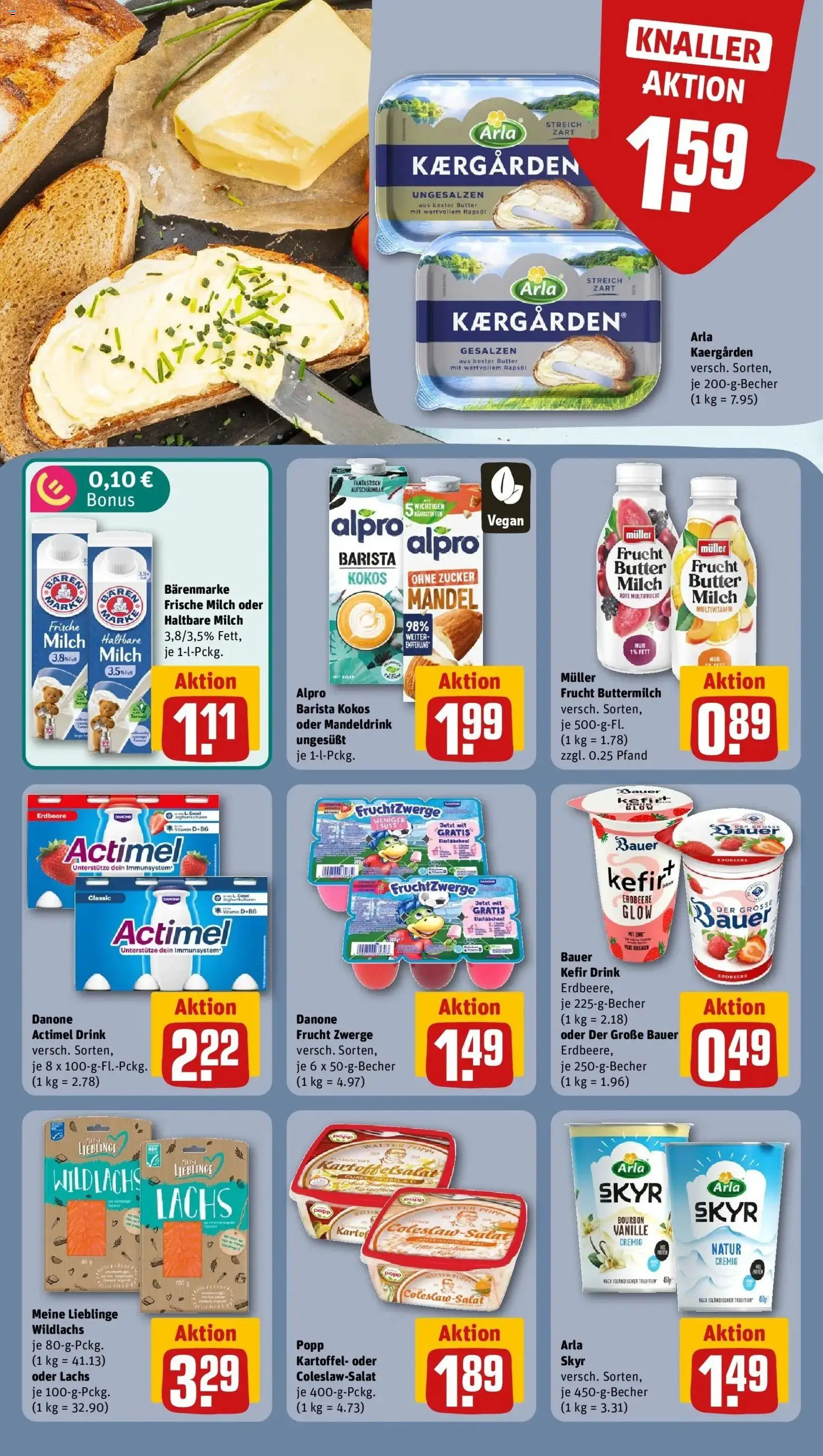 Rewe Prospekt Rüsselsheim – gültig ab 13.07.2026 | Seite: 13 | Produkte: Milch, Butter, Skyr, Lachs